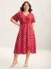 Polka Dots Surplice Button Detail Midi Dress sold by Bloomchic