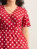 Polka Dots Surplice Button Detail Midi Dress sold by Bloomchic