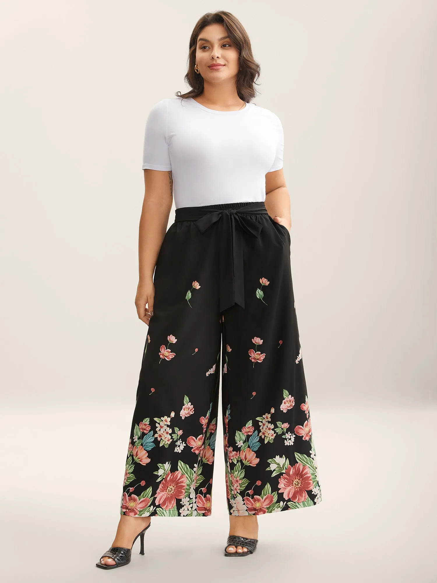 Floral Print Belted Wide-Leg Pants sold by Bloomchic product image thumbnail 2