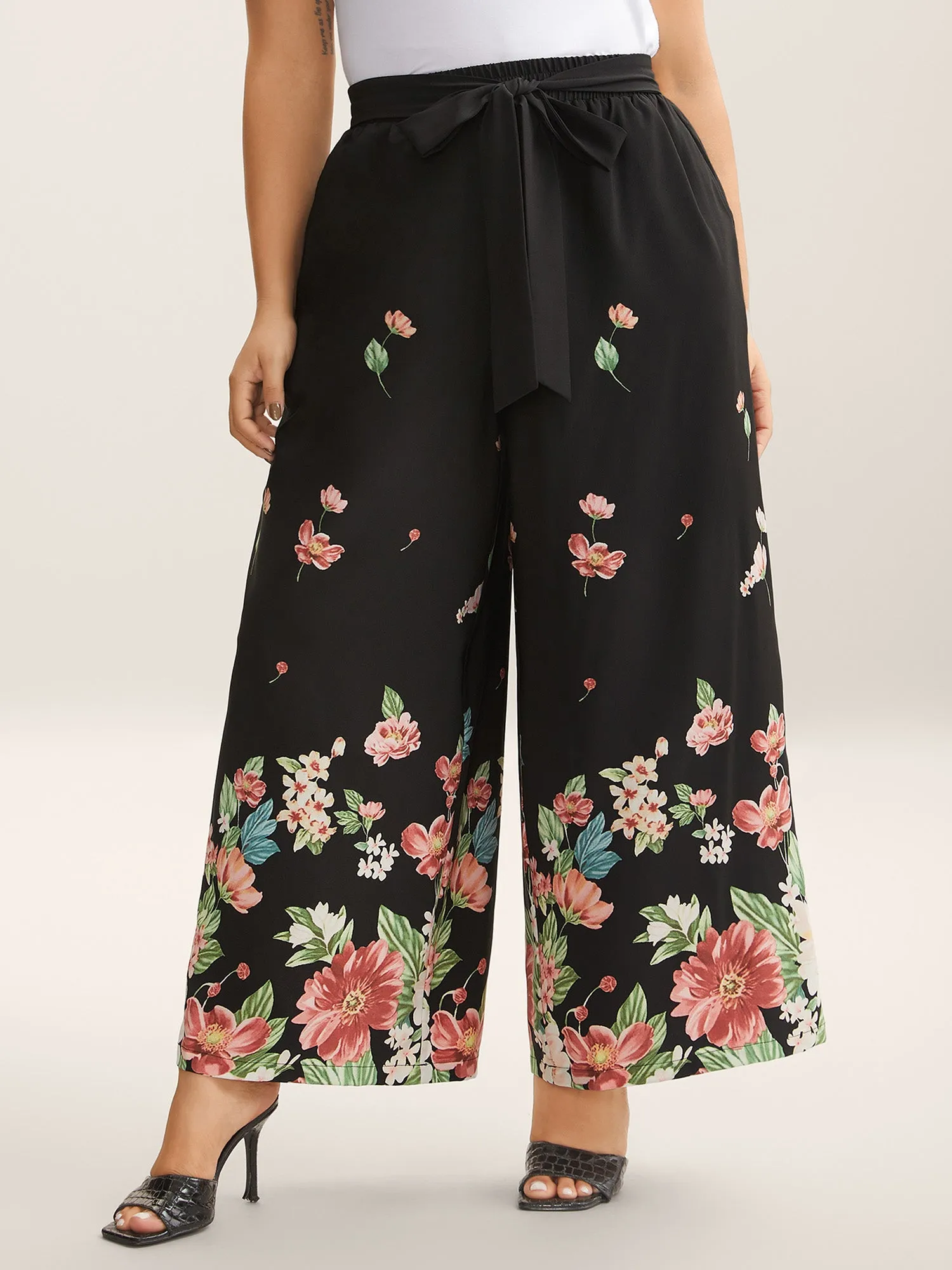 Floral Print Belted Wide-Leg Pants sold by Bloomchic