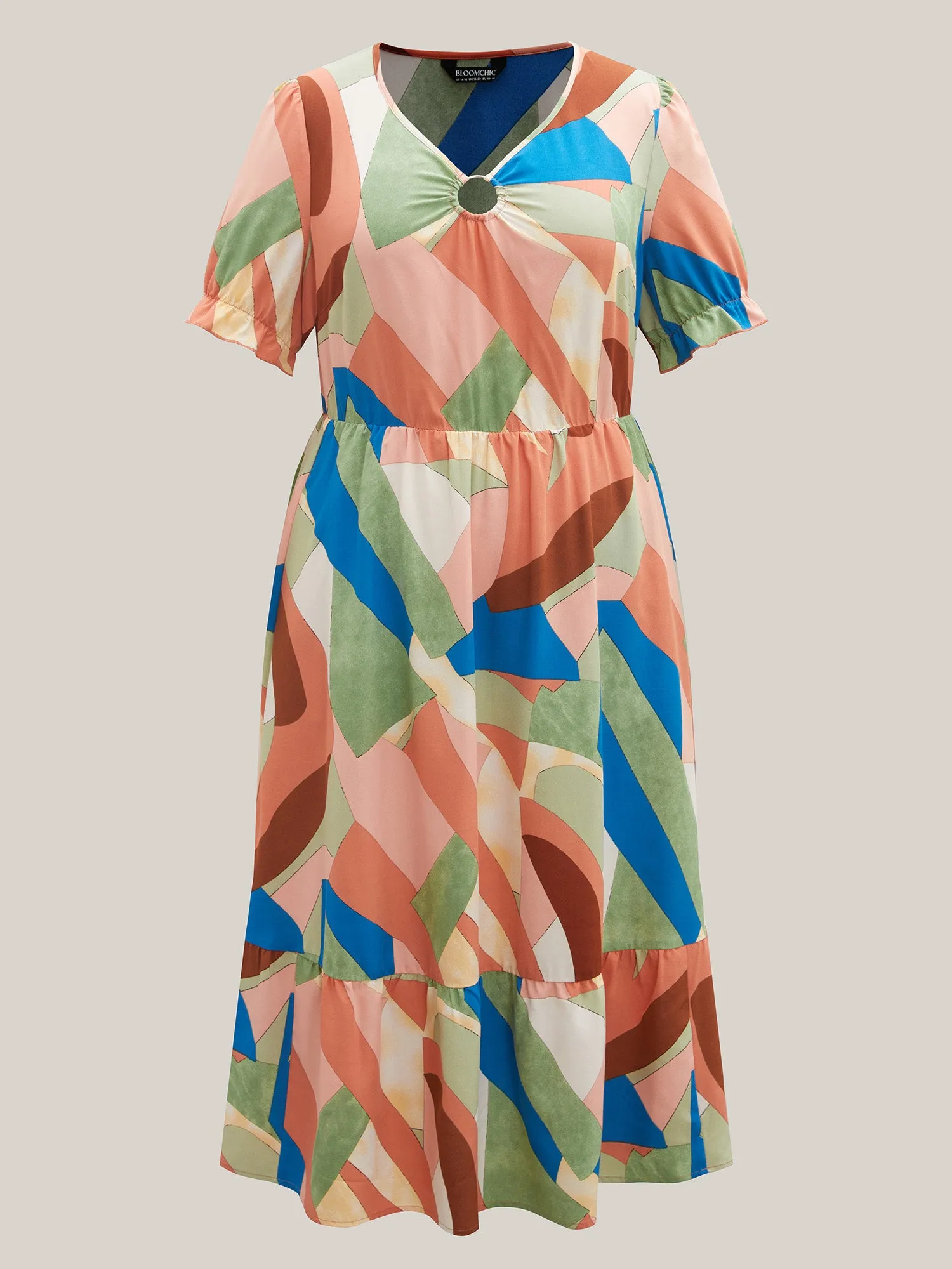 Geometric Print Keyhole Pockets Maxi Dress sold by Bloomchic product image thumbnail 5
