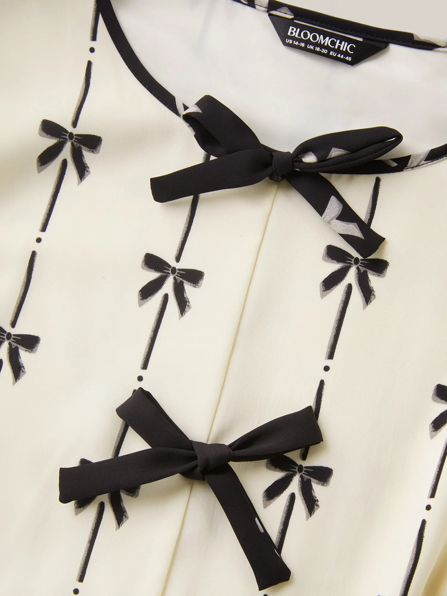 Bow Detail Printed Color Contrast Blouse sold by Bloomchic product image thumbnail 5