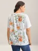 Floral Print Spliced Stretchy T-Shirt sold by Bloomchic
