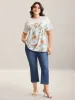 Floral Print Spliced Stretchy T-Shirt sold by Bloomchic