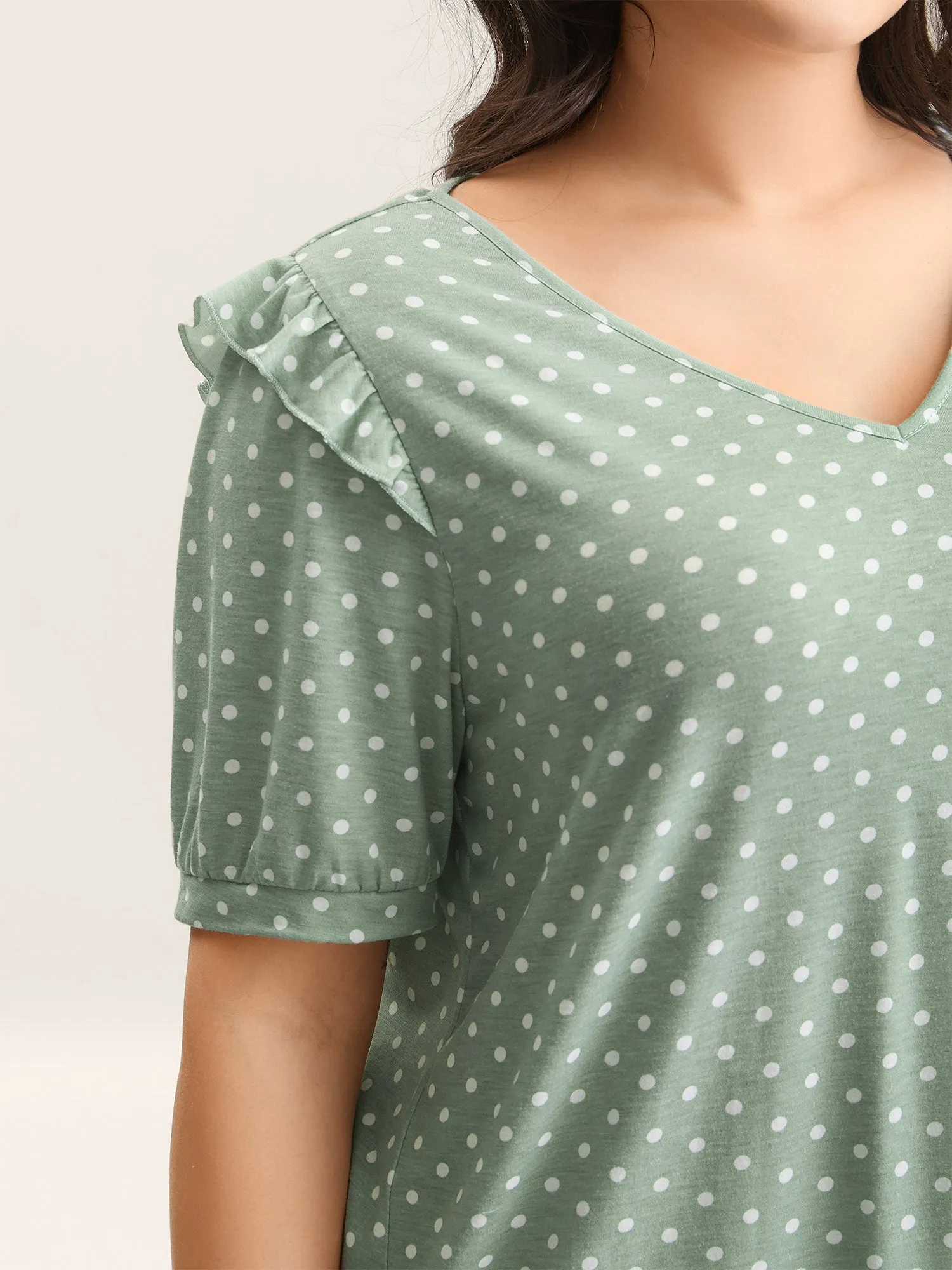Polka Dots Stretchy Puff Sleeve Top sold by Bloomchic product image thumbnail 4