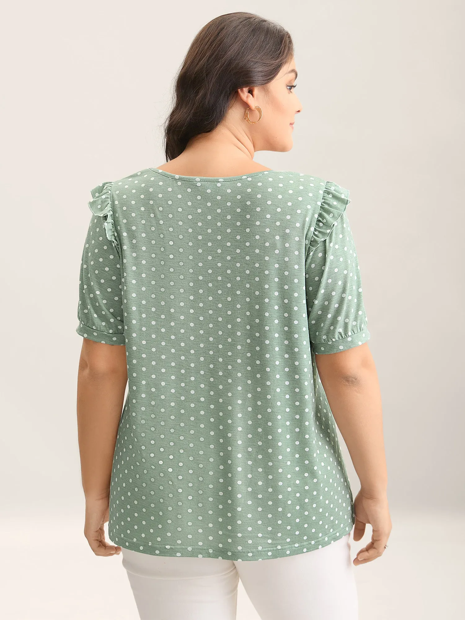 Polka Dots Stretchy Puff Sleeve Top sold by Bloomchic product image thumbnail 2