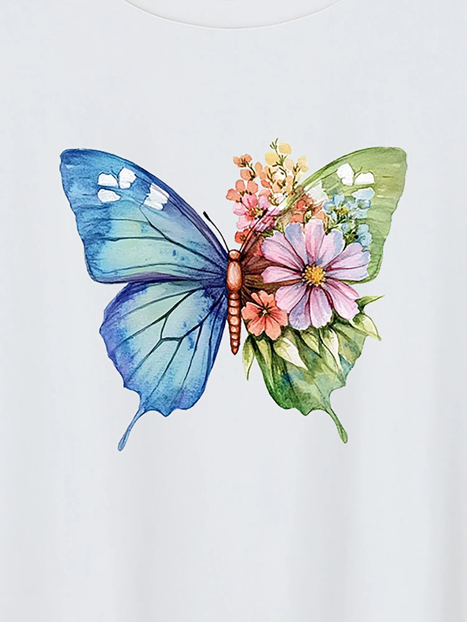 Blooming Butterfly Pattern Round Neck T-Shirt sold by Bloomchic product image thumbnail 2