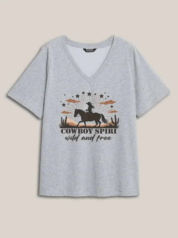 Wild & Free Pattern V-Neck T-Shirt sold by Bloomchic