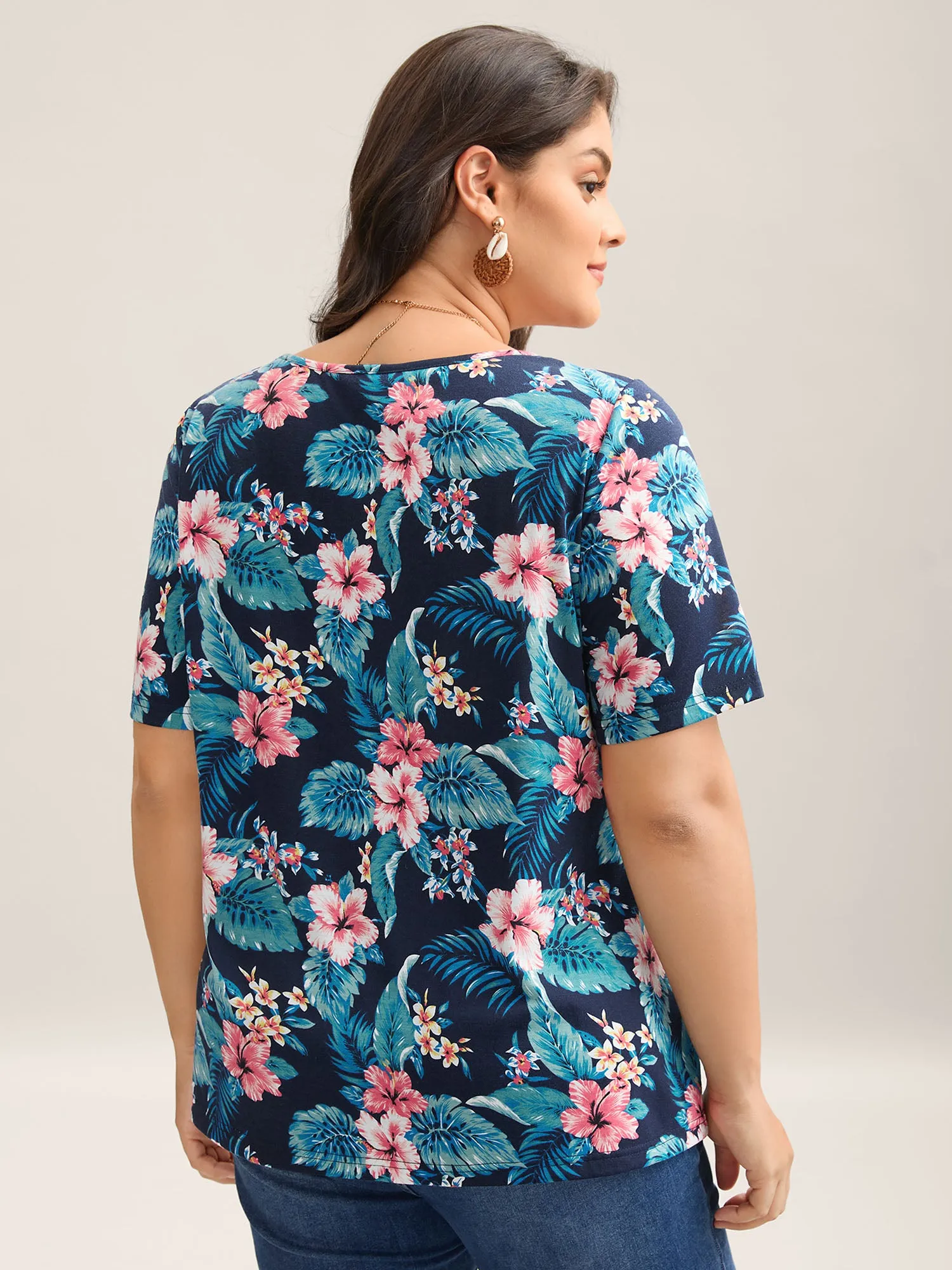 Large Flower Print Toothpick Pleat T-Shirt sold by Bloomchic product image thumbnail 4