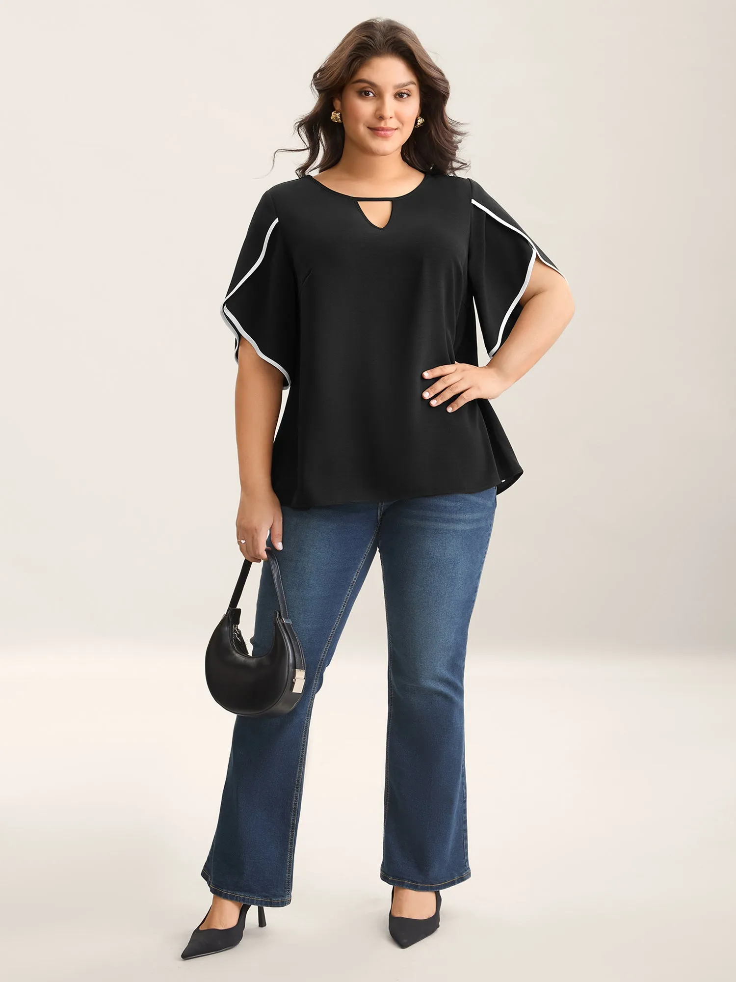 Color Contrast Petal Sleeve Shirt sold by Bloomchic product image thumbnail 3