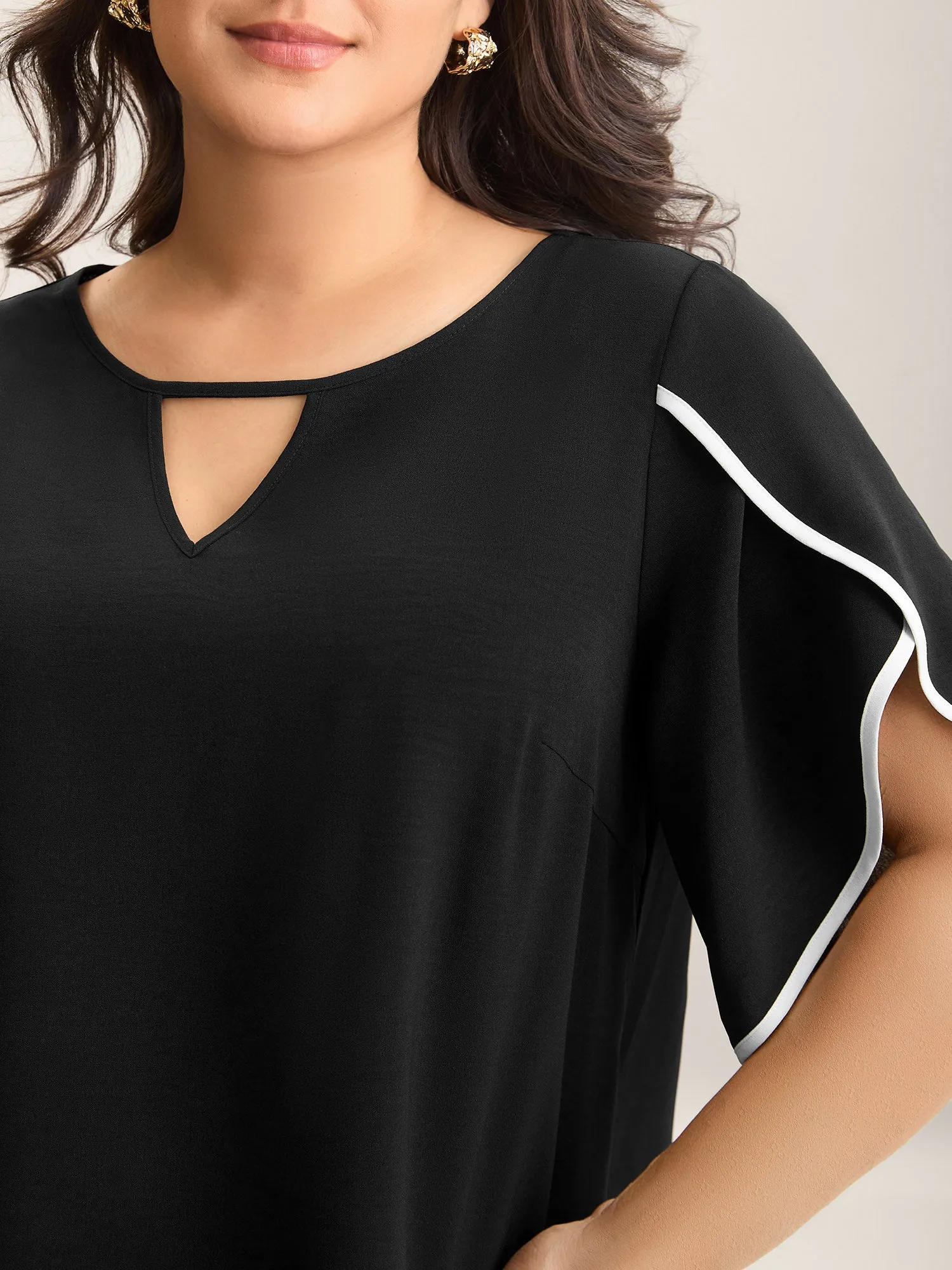 Color Contrast Petal Sleeve Shirt sold by Bloomchic product image thumbnail 2