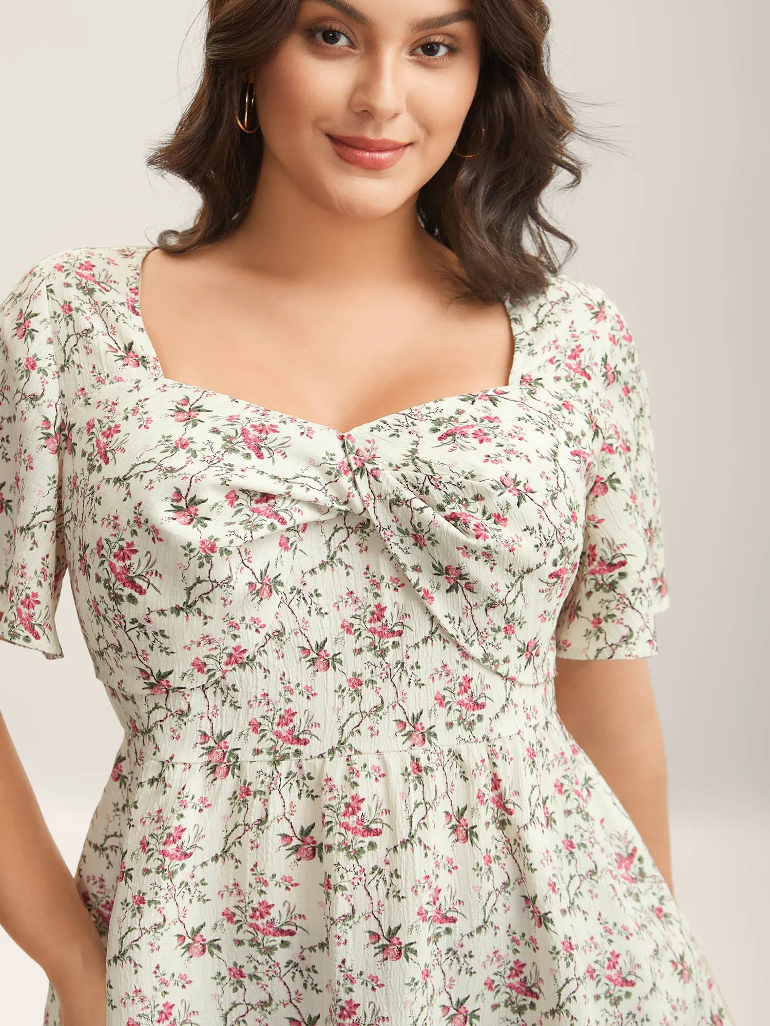 Knotted Floral Print Flared Sleeve Blouse sold by Bloomchic product image thumbnail 2