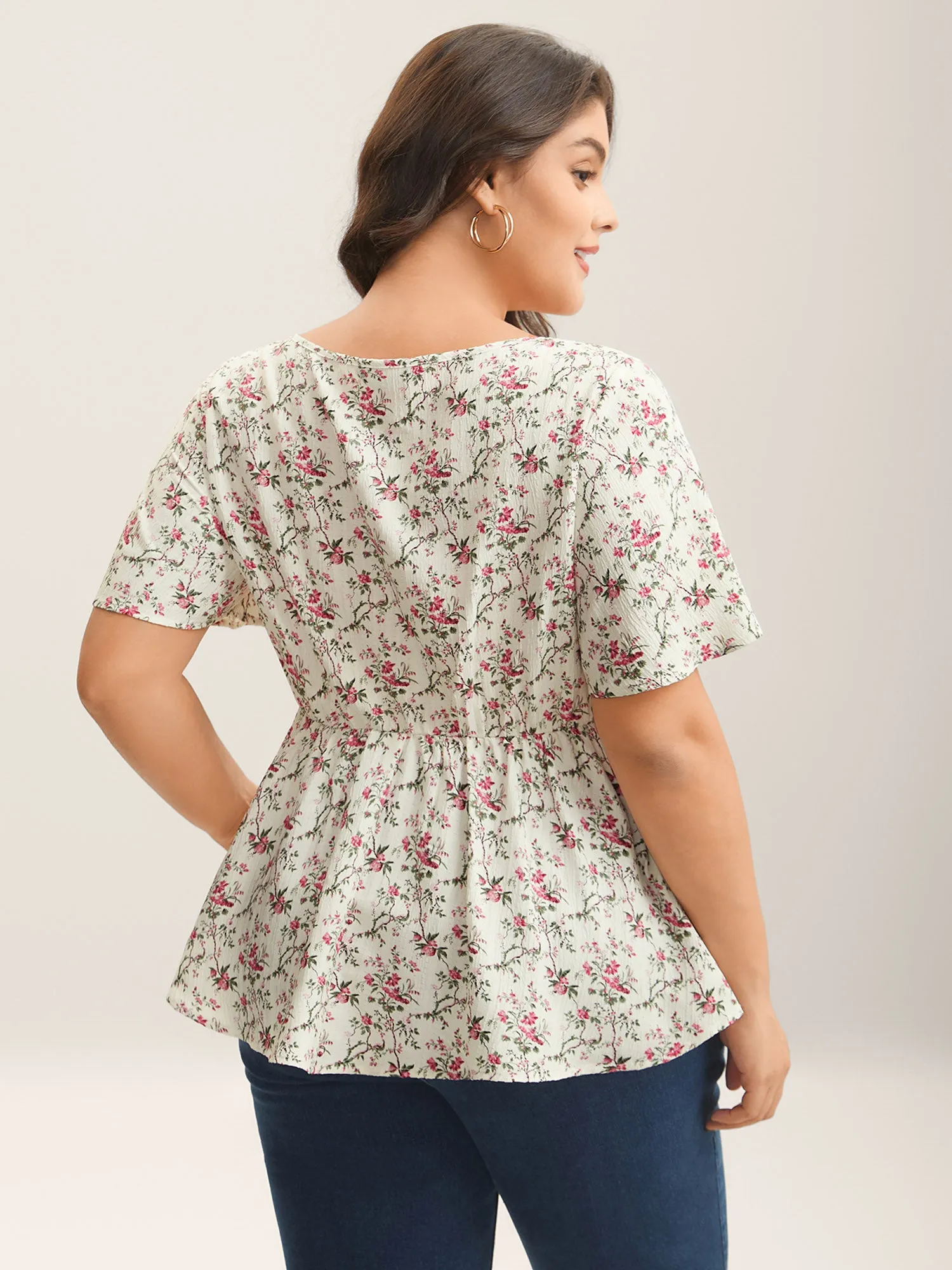Knotted Floral Print Flared Sleeve Blouse sold by Bloomchic product image thumbnail 4