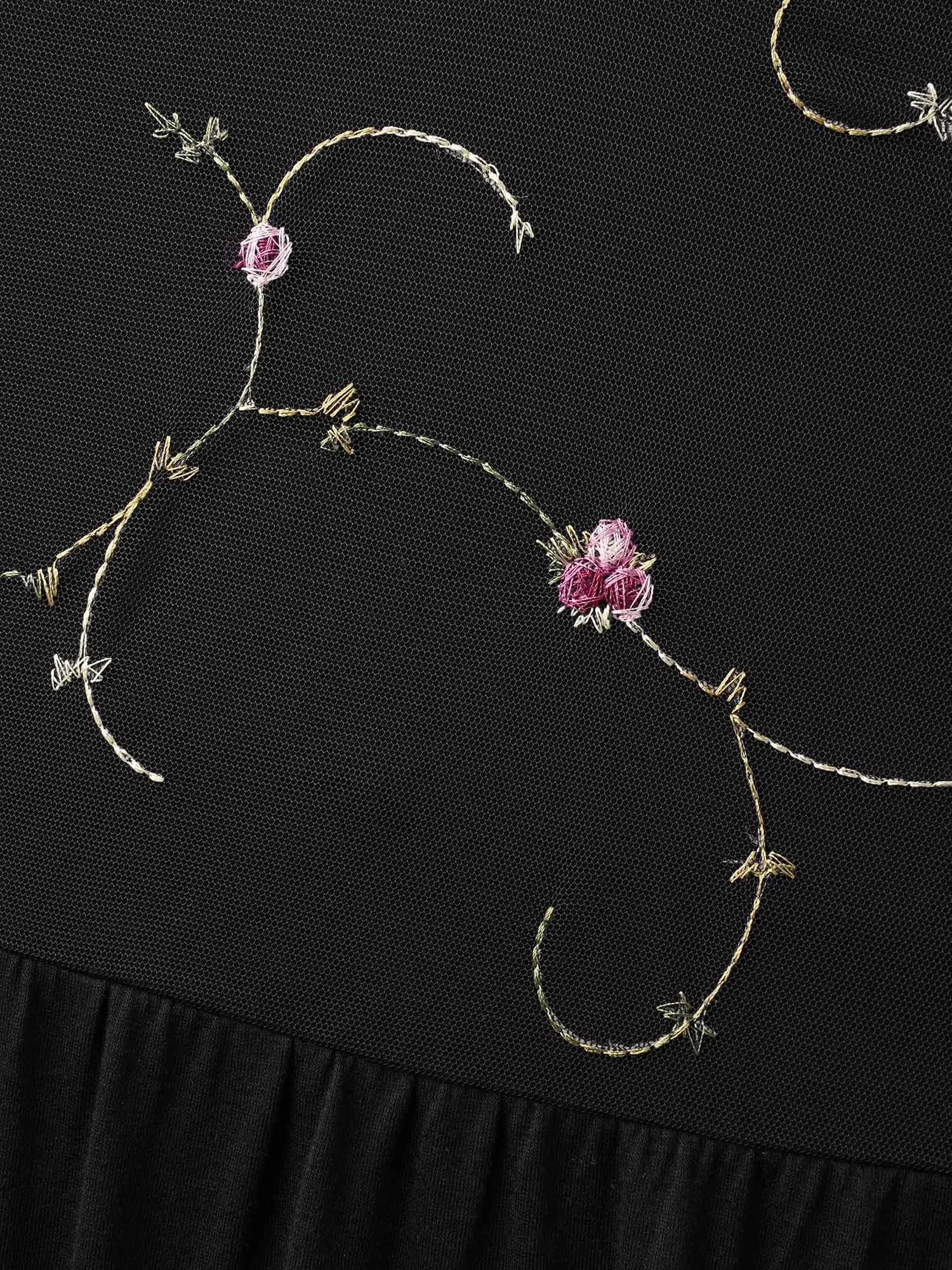 Mesh Embroidered Lace Plain Knit Top sold by Bloomchic product image thumbnail 5