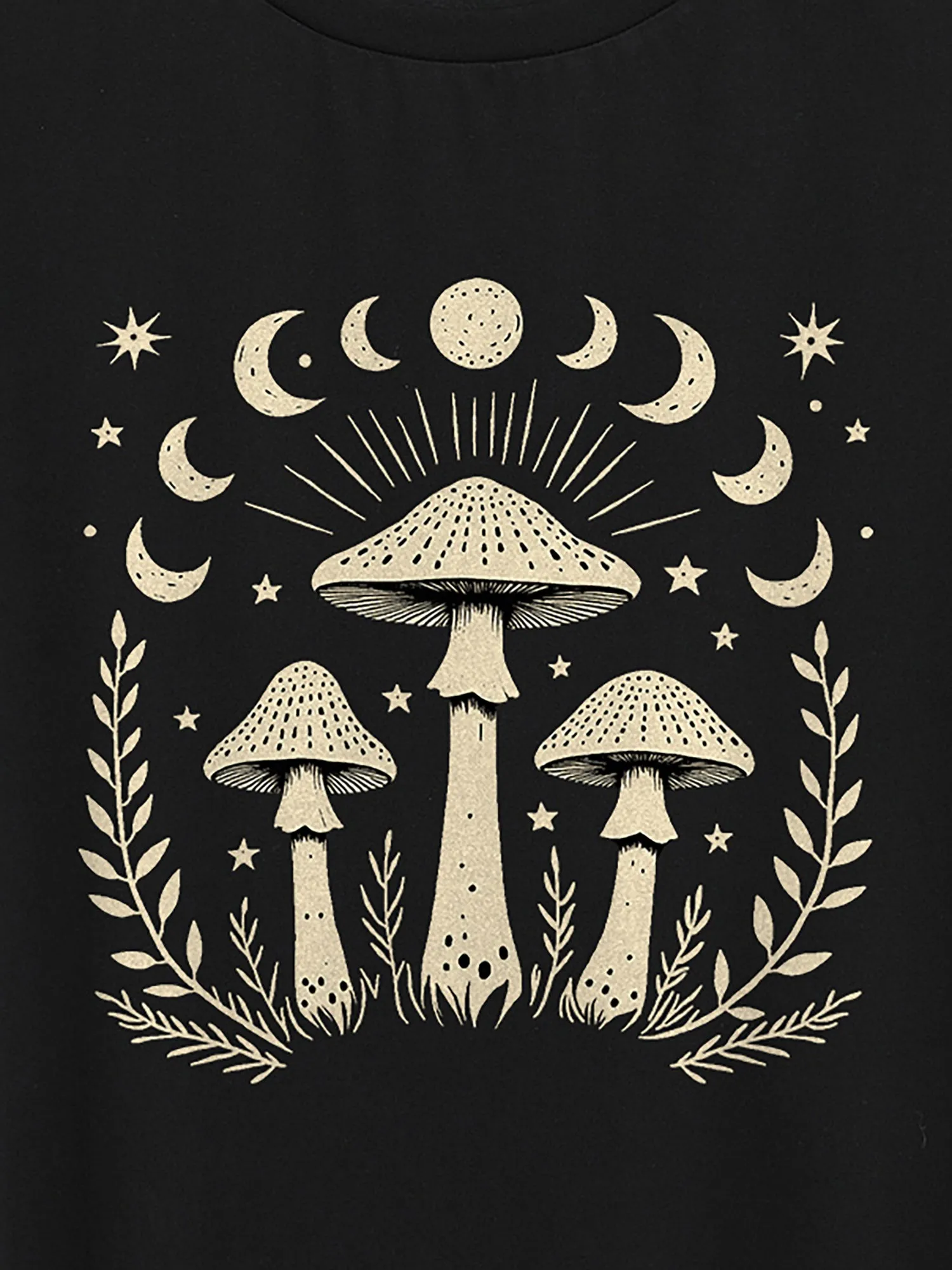 Celestial Mushroom Pattern Round Neck T-Shirt sold by Bloomchic product image thumbnail 2
