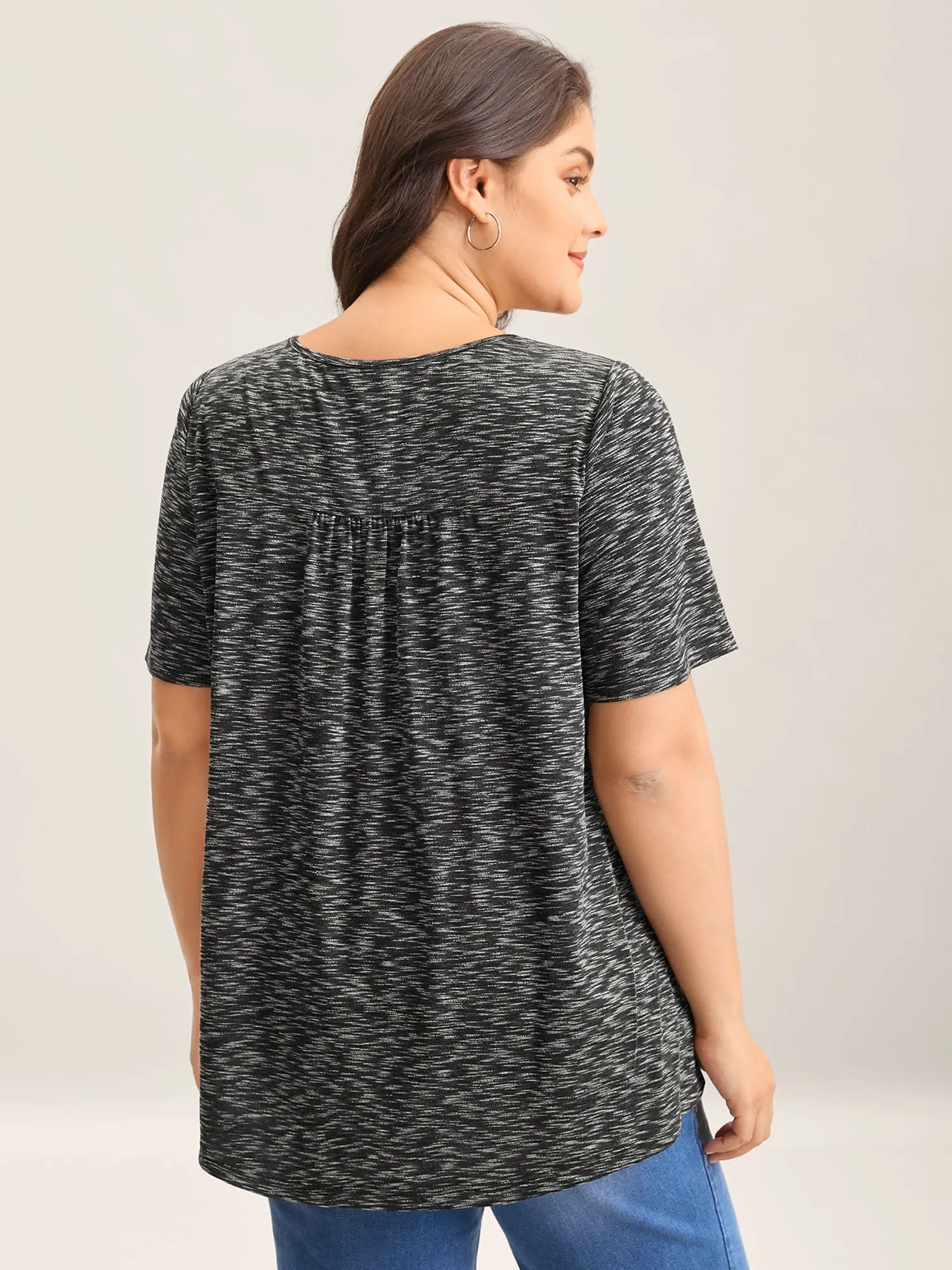 Heather Surplice Neck Curvy Hem T-Shirt sold by Bloomchic product image thumbnail 4