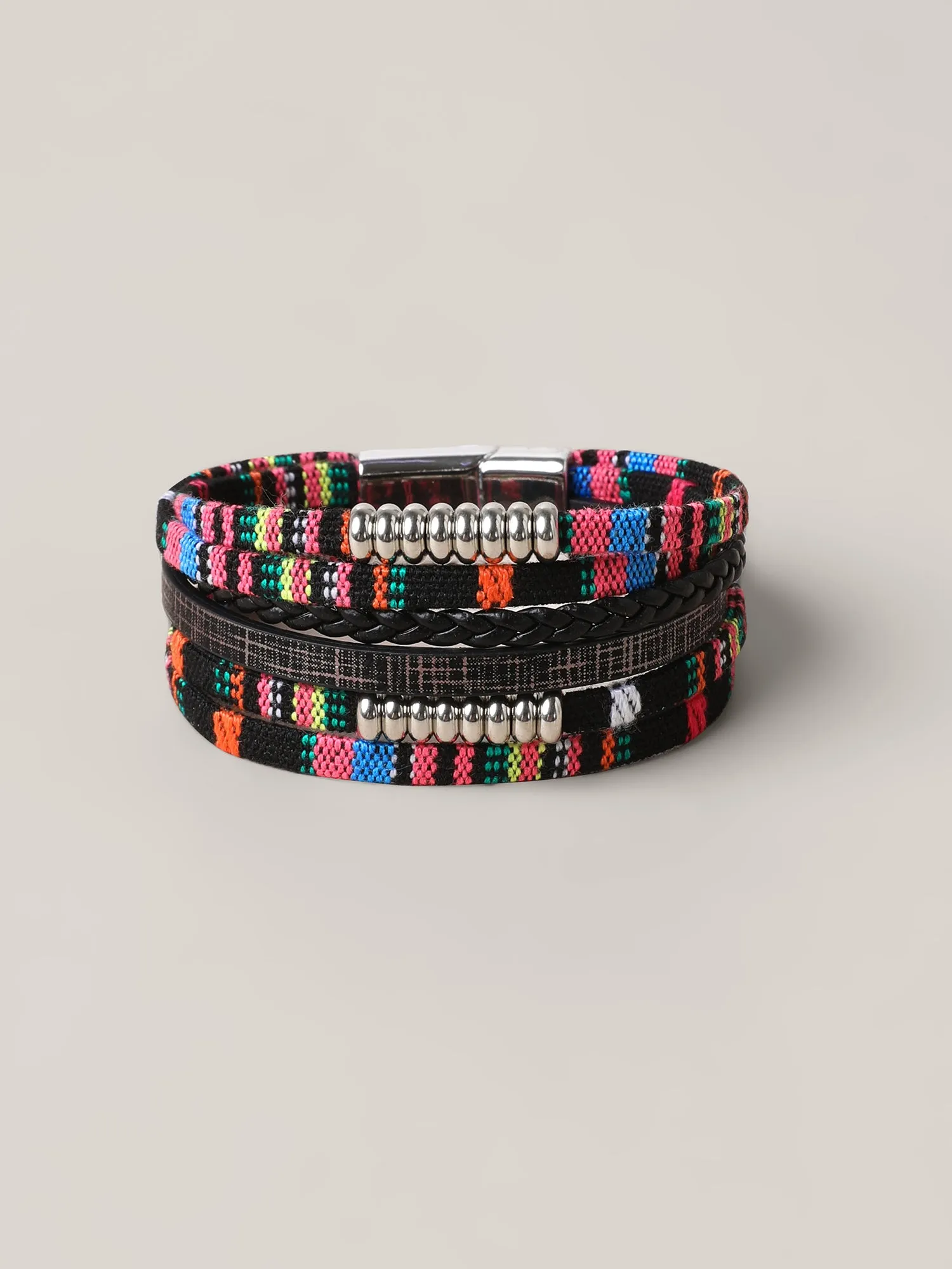 Multi-Color Woven Stacked Hinge Bracelet sold by Bloomchic