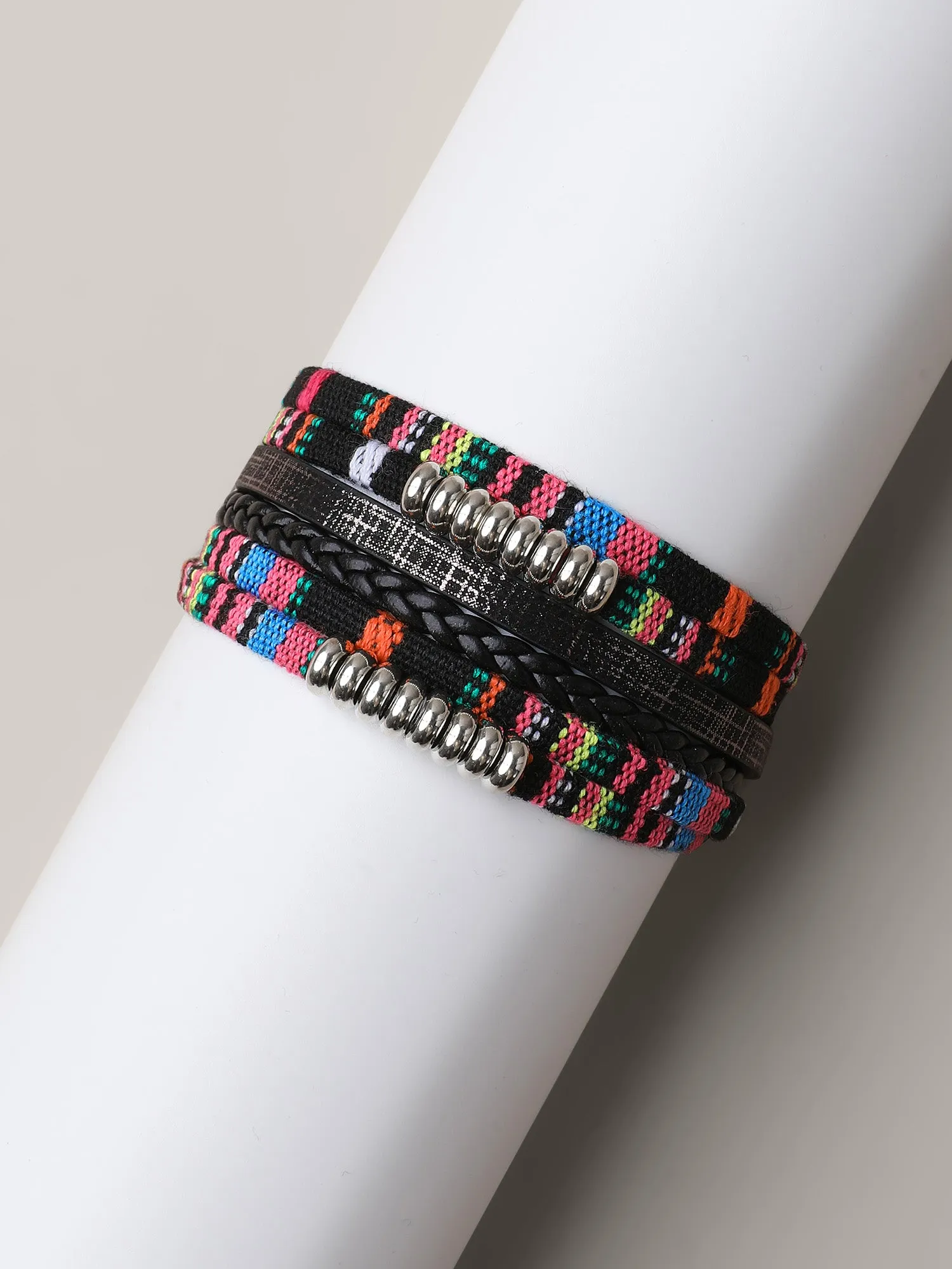 Multi-Color Woven Stacked Hinge Bracelet sold by Bloomchic product image thumbnail 3
