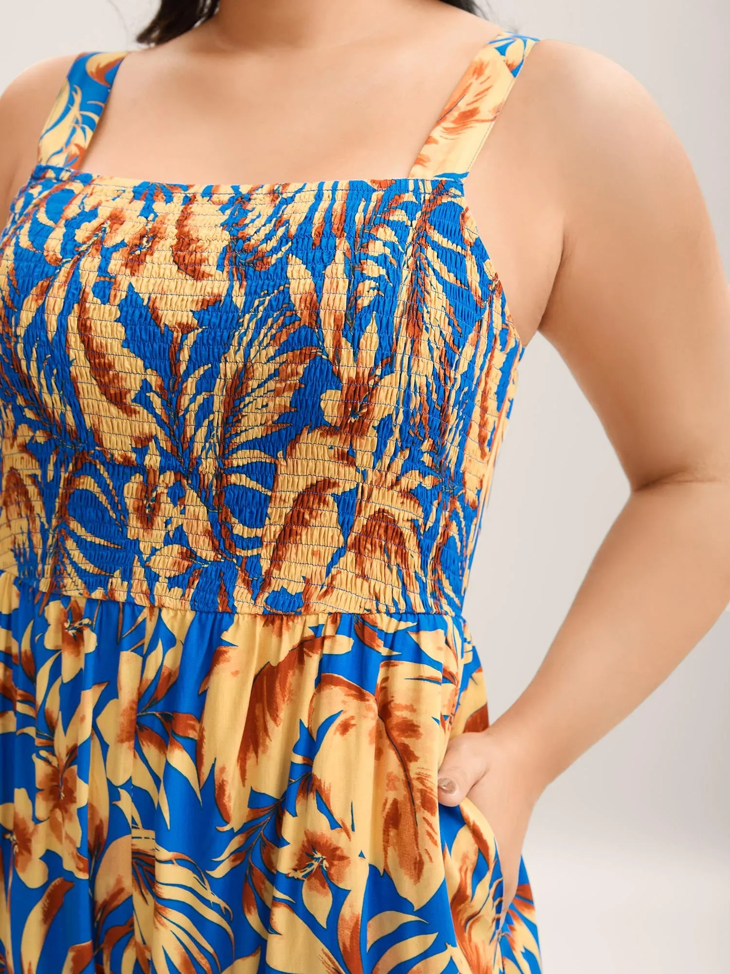 Tropical Floral Print Pockets Jumpsuit sold by Bloomchic product image thumbnail 2