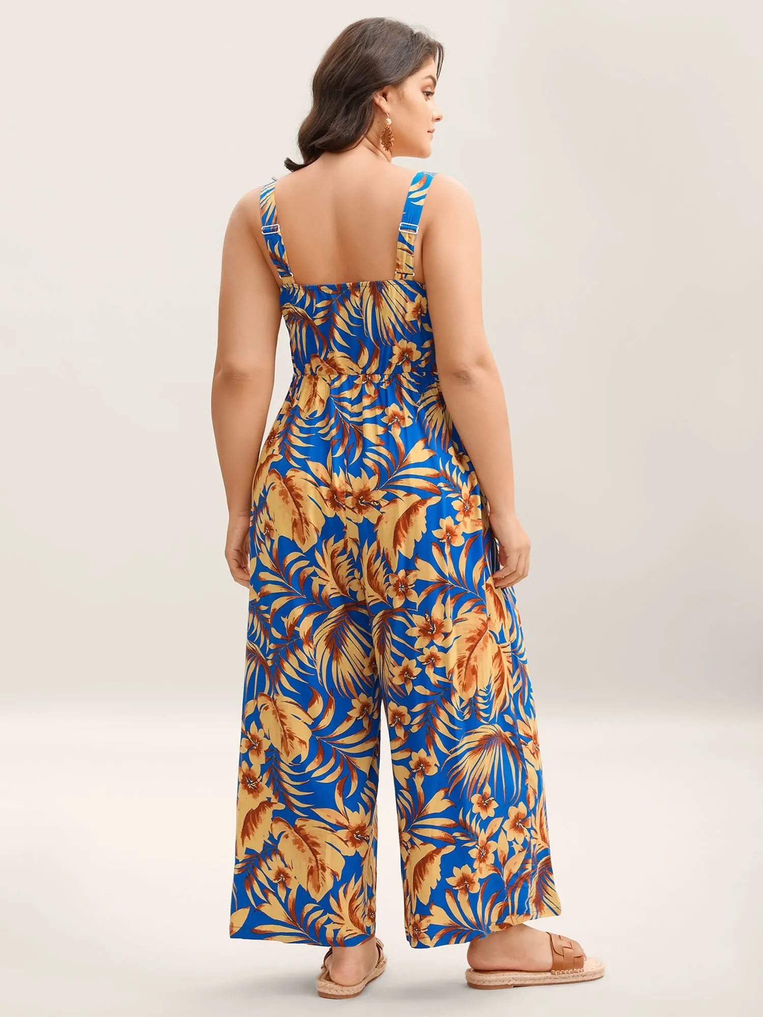 Tropical Floral Print Pockets Jumpsuit sold by Bloomchic product image thumbnail 4