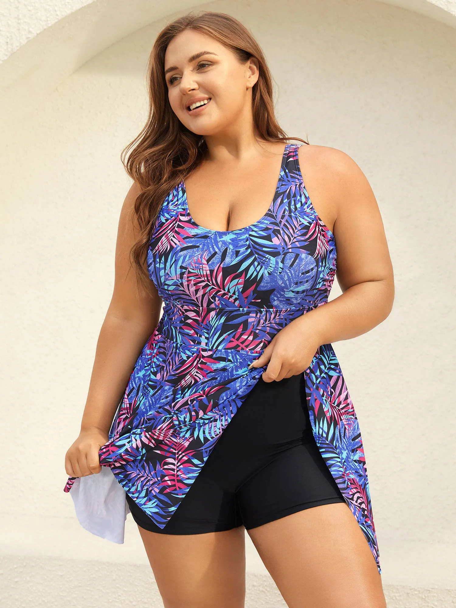 Tropical Floral Print Split Swim Dress sold by Bloomchic product image thumbnail 4