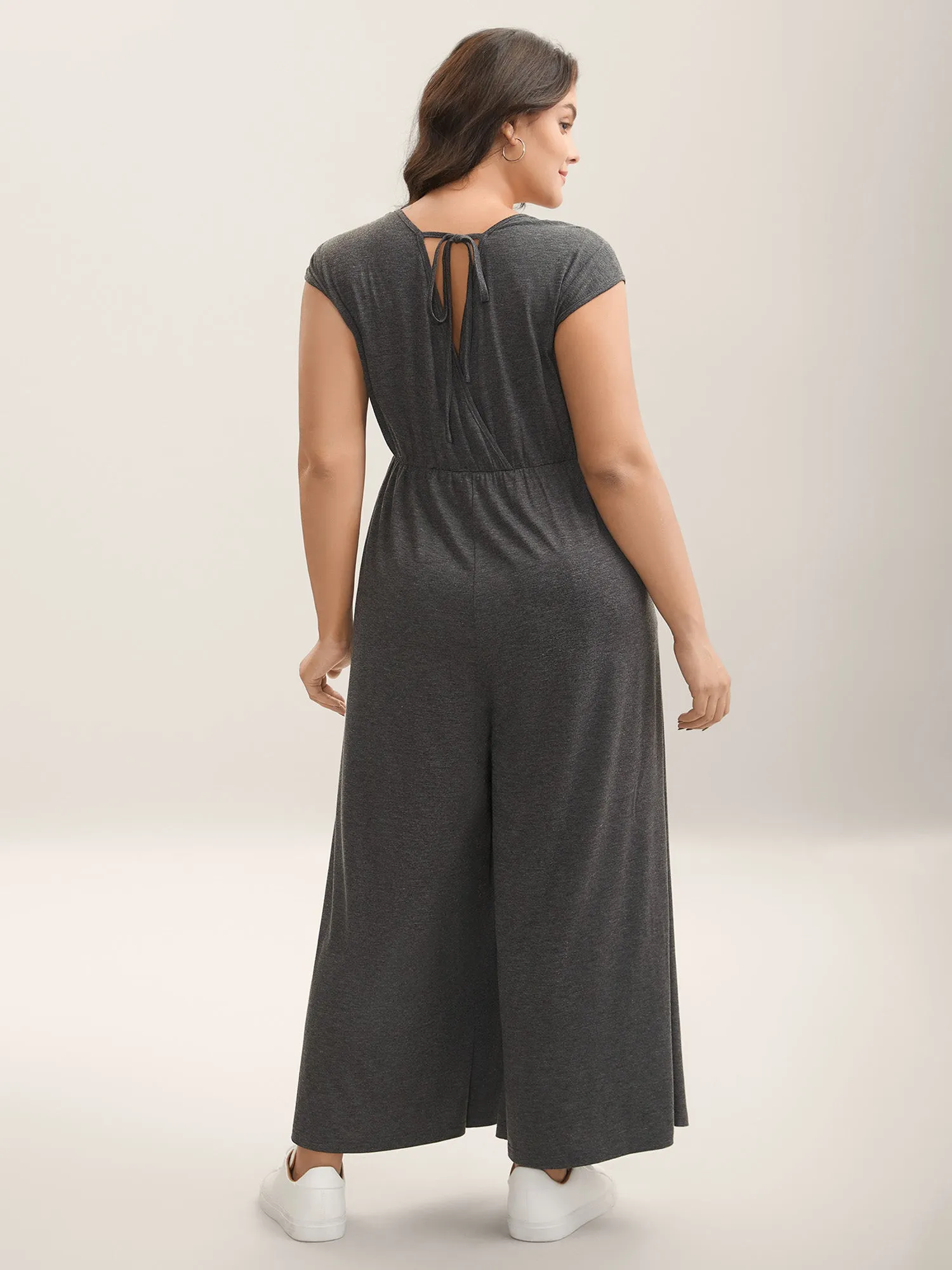 Pleated Waist Pockets Wide-Leg Jumpsuit sold by Bloomchic product image thumbnail 5
