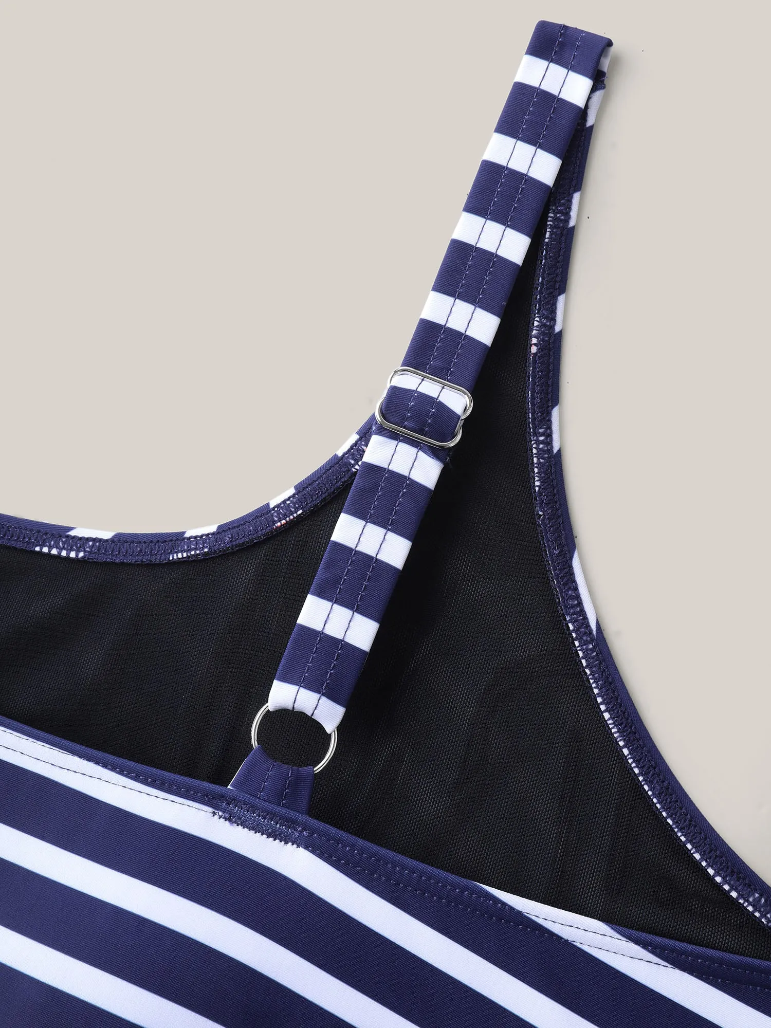 Striped Print Non-Removable Cups Swim Tankini sold by Bloomchic product image thumbnail 5