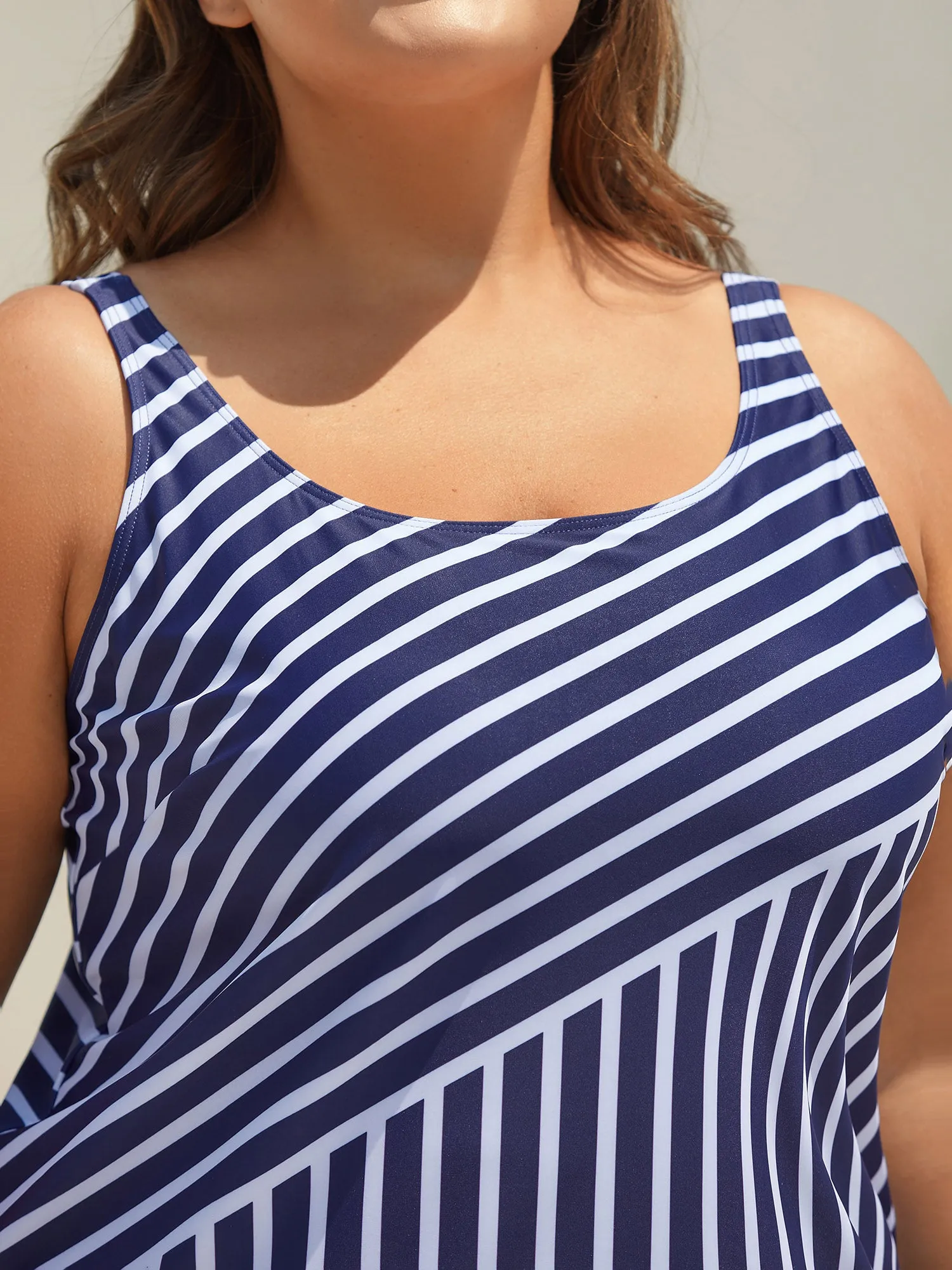 Striped Print Non-Removable Cups Swim Tankini sold by Bloomchic product image thumbnail 4