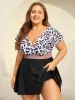 Leopard Print Color Contrast Swim Dress sold by Bloomchic