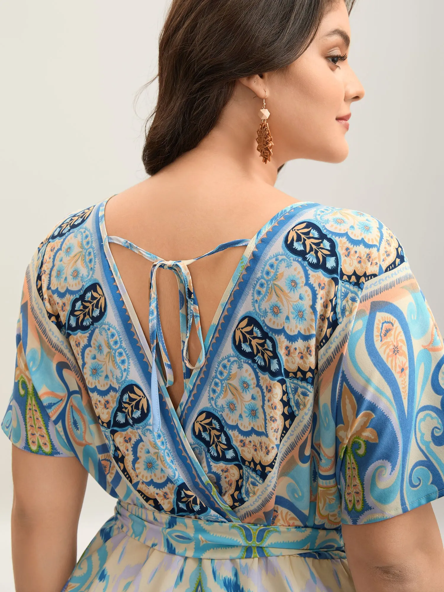 Boho Print Tie-Waist Pockets Romper sold by Bloomchic product image thumbnail 3