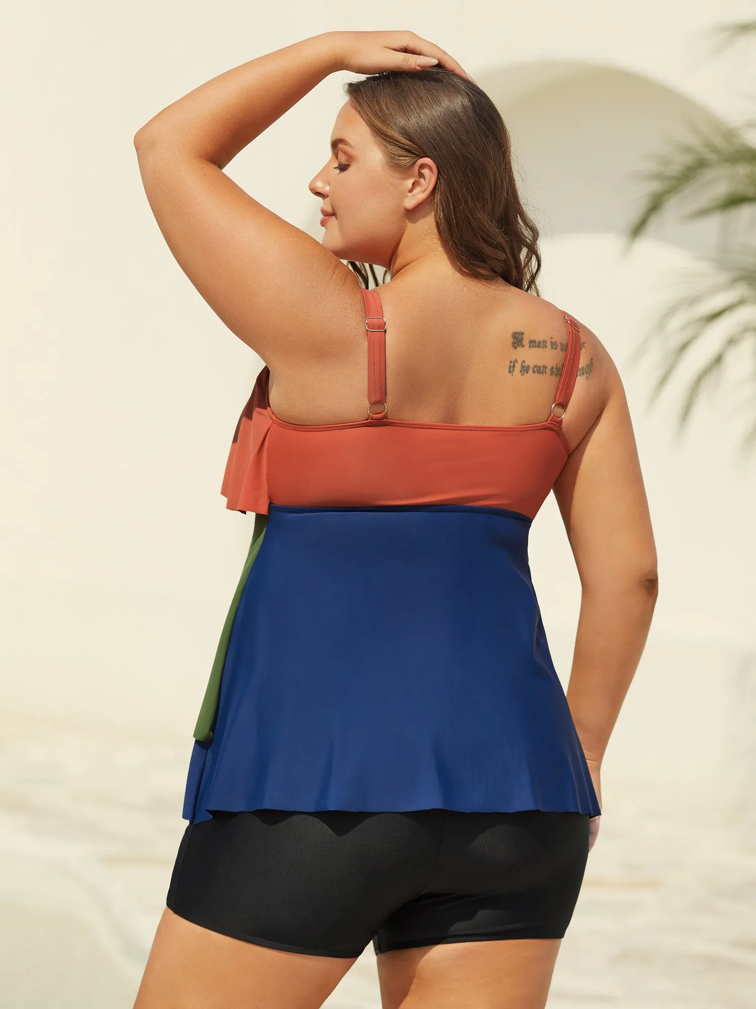 Color Block Asymmetrical Hem Swim Top sold by Bloomchic product image thumbnail 2