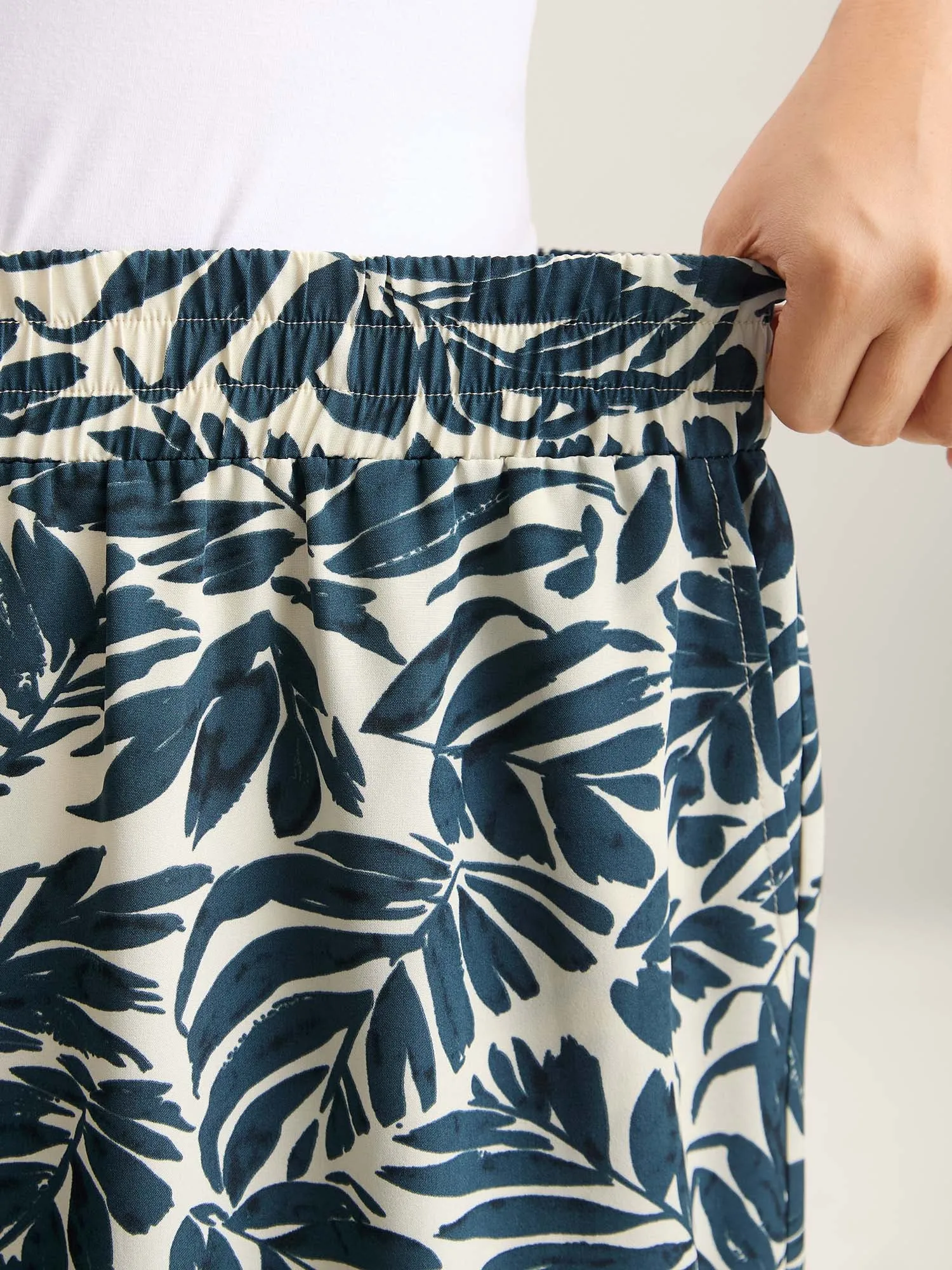 Tropical Leaf Print Wide-Leg Pants sold by Bloomchic product image thumbnail 2