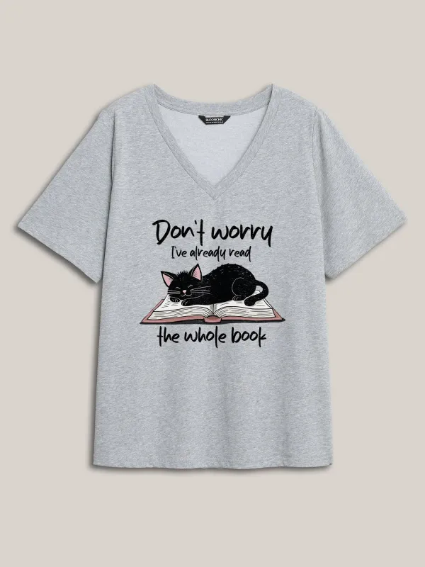 Nerdy Cat V-Neck T-Shirt sold by Bloomchic