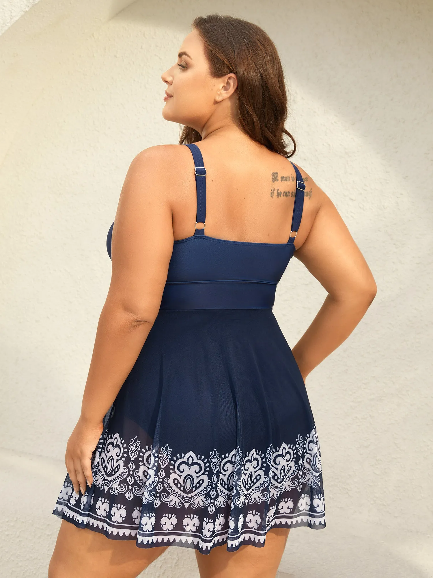 Boho Print Mesh V-Neck Swim Dress sold by Bloomchic product image thumbnail 2