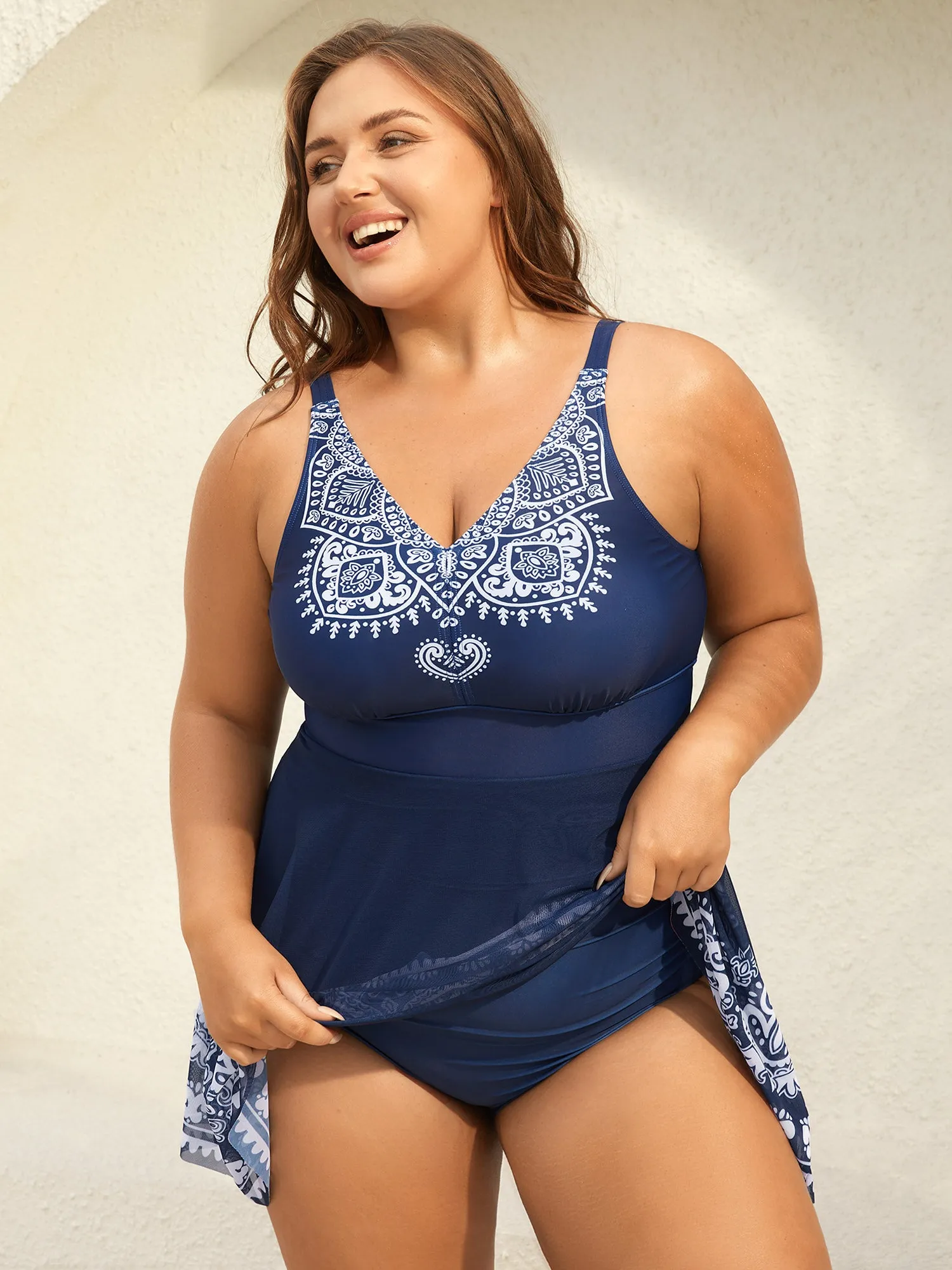 Boho Print Mesh V-Neck Swim Dress sold by Bloomchic product image thumbnail 3