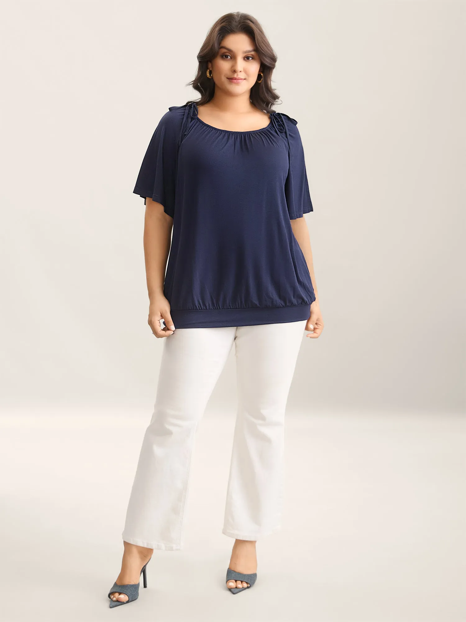 SuperSoft Drawstring Neck Split Sleeve Top sold by Bloomchic product image thumbnail 3