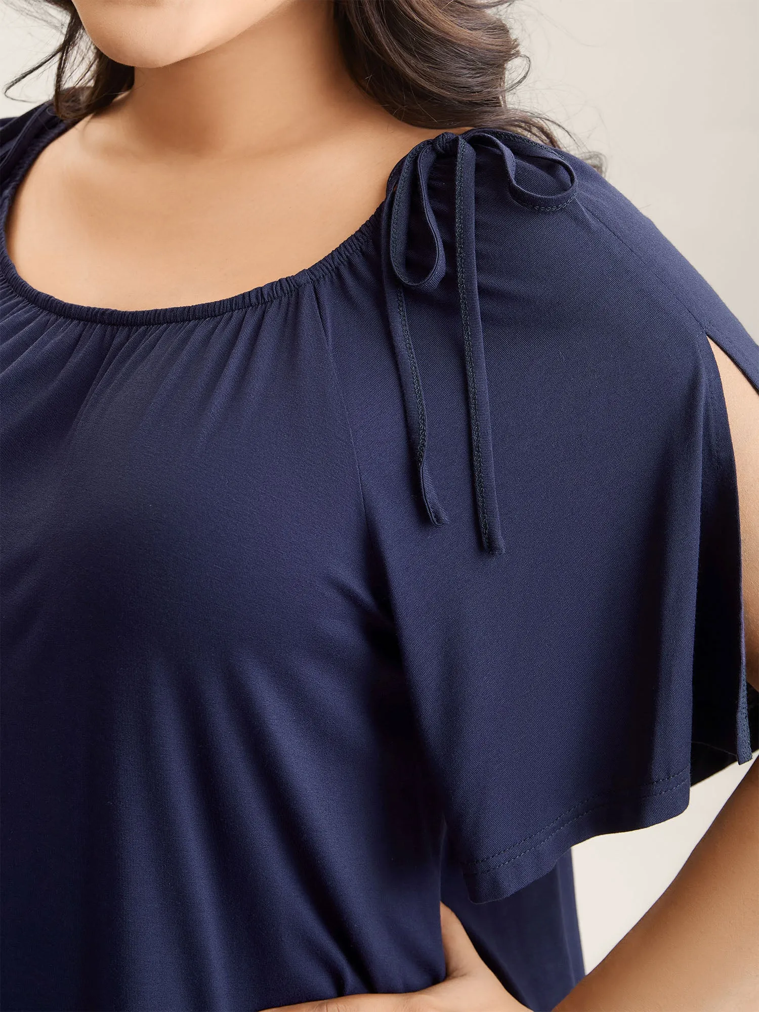 SuperSoft Drawstring Neck Split Sleeve Top sold by Bloomchic product image thumbnail 4