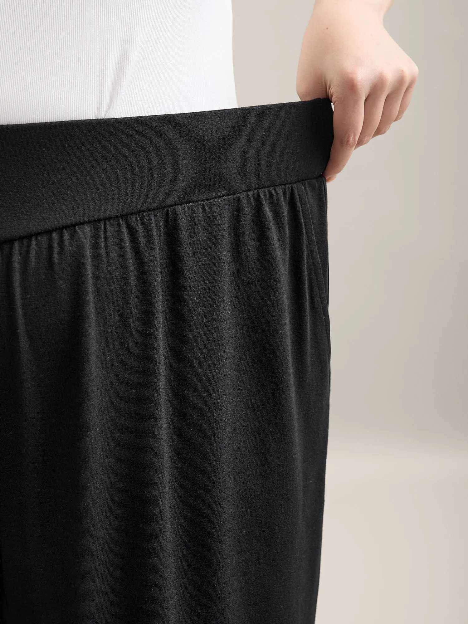 Rubber Waist Curved Hem Wide Leg Pants sold by Bloomchic product image thumbnail 3