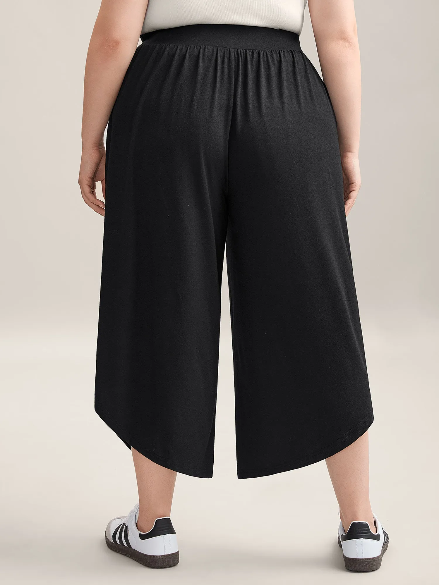 Rubber Waist Curved Hem Wide Leg Pants sold by Bloomchic product image thumbnail 5