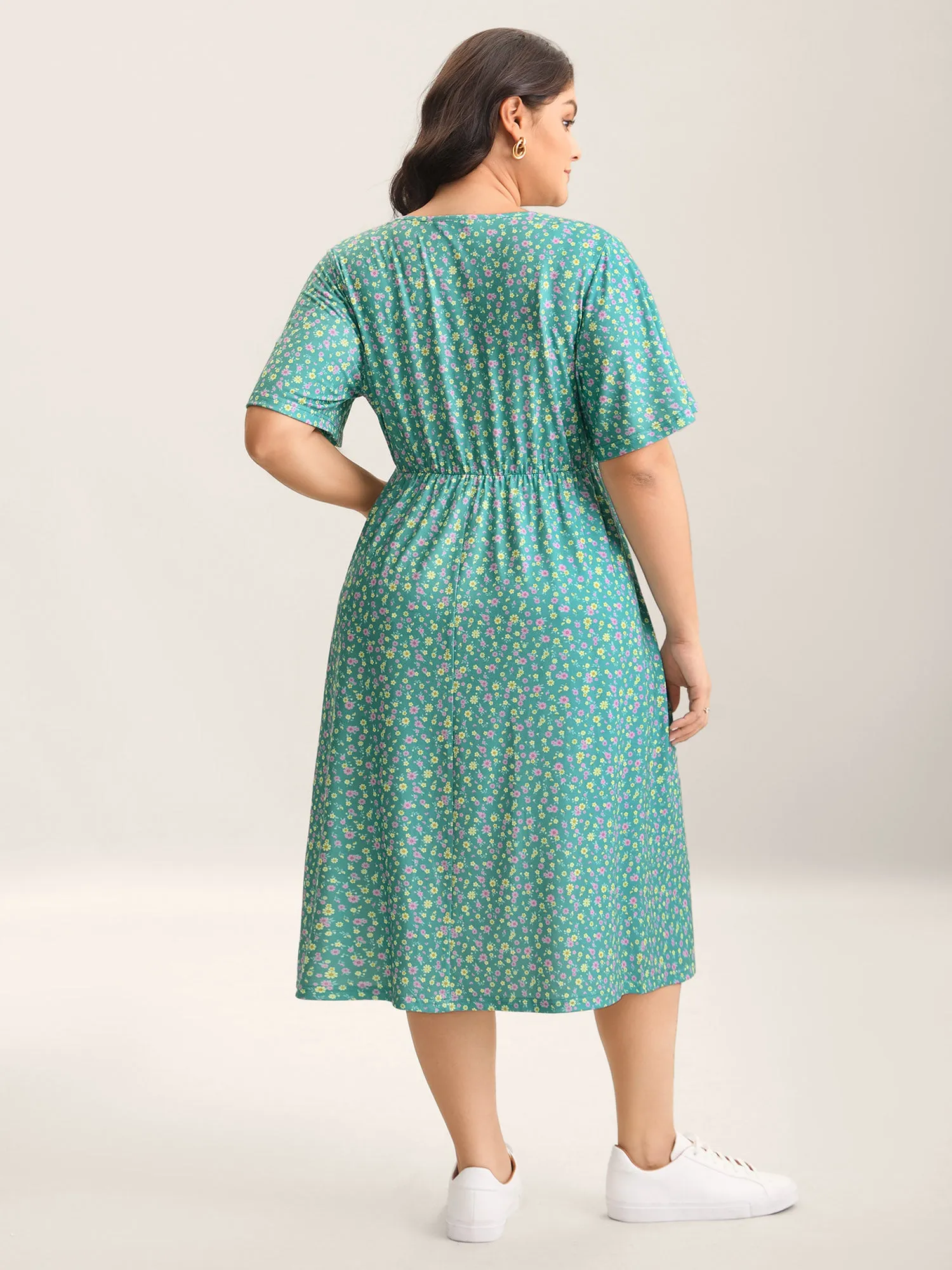 Floral Print Surplice Neck Midi Dress sold by Bloomchic product image thumbnail 4