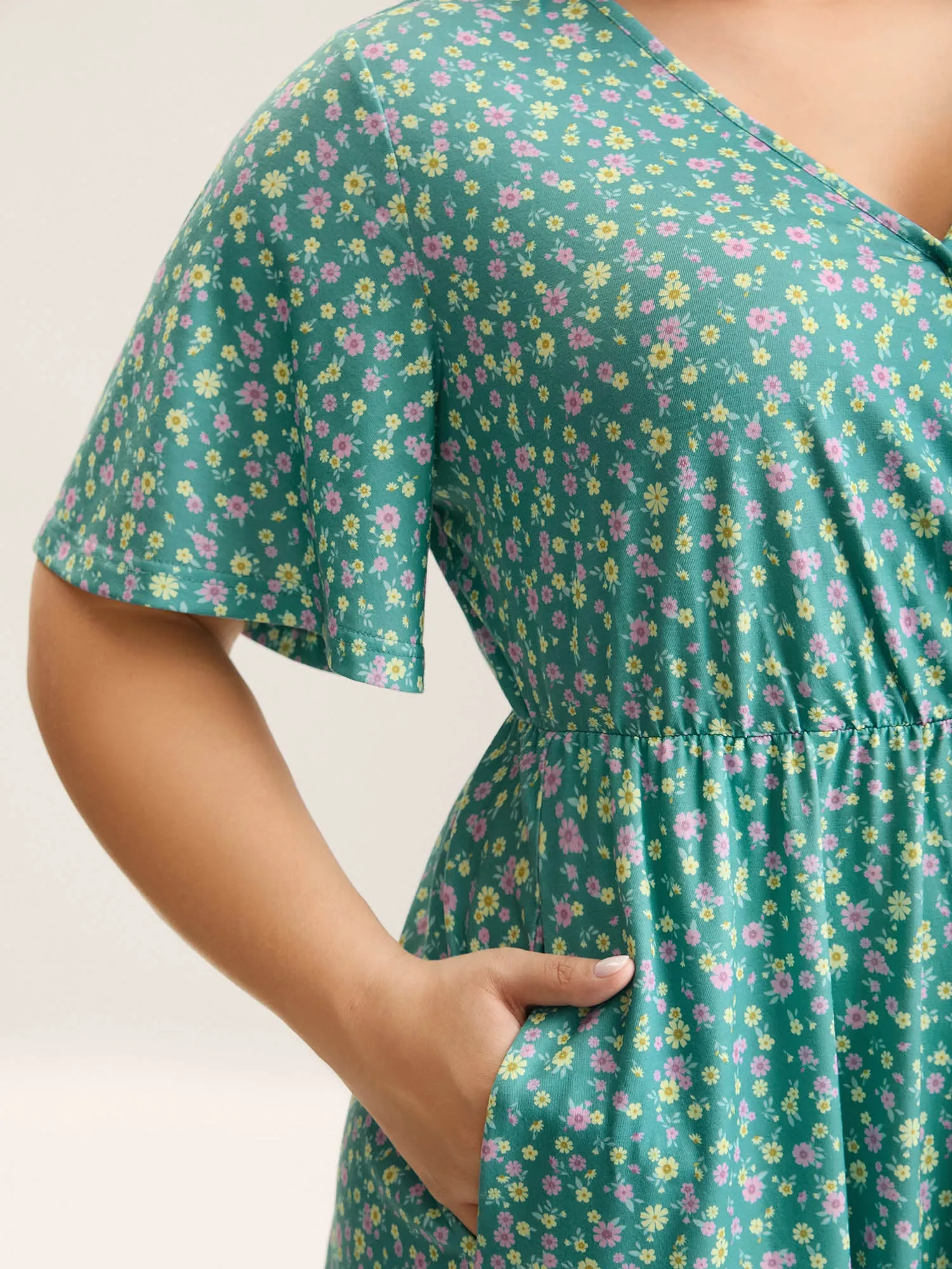 Floral Print Surplice Neck Midi Dress sold by Bloomchic product image thumbnail 2