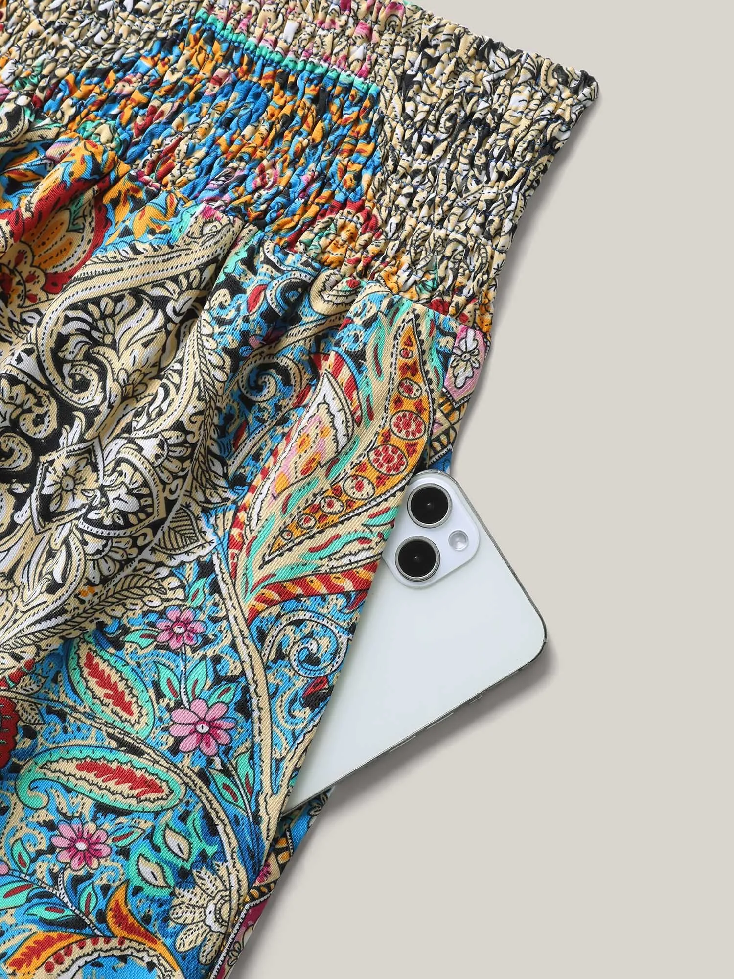 Paisley Print Shirred Waist Midi Skirt sold by Bloomchic product image thumbnail 5