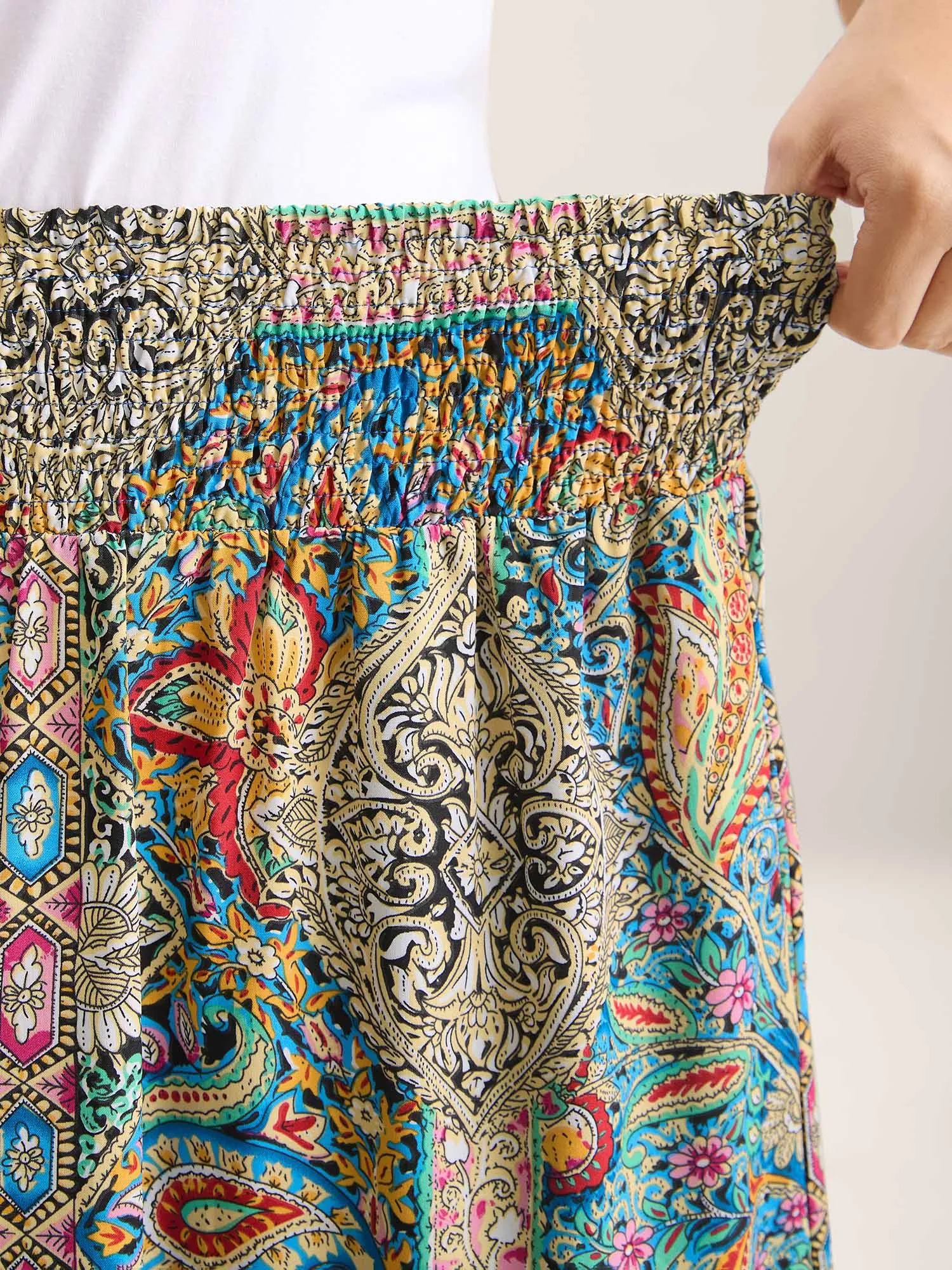 Paisley Print Shirred Waist Midi Skirt sold by Bloomchic product image thumbnail 2