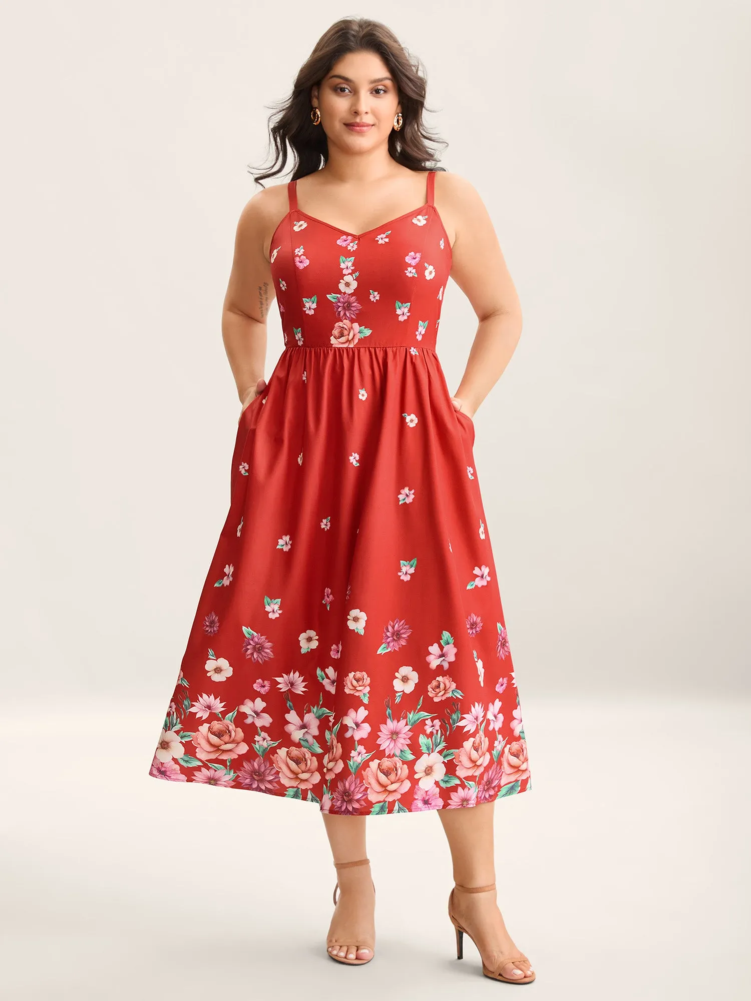 Blooming Flowers V Neck Pockets Dress sold by Bloomchic product image thumbnail 3