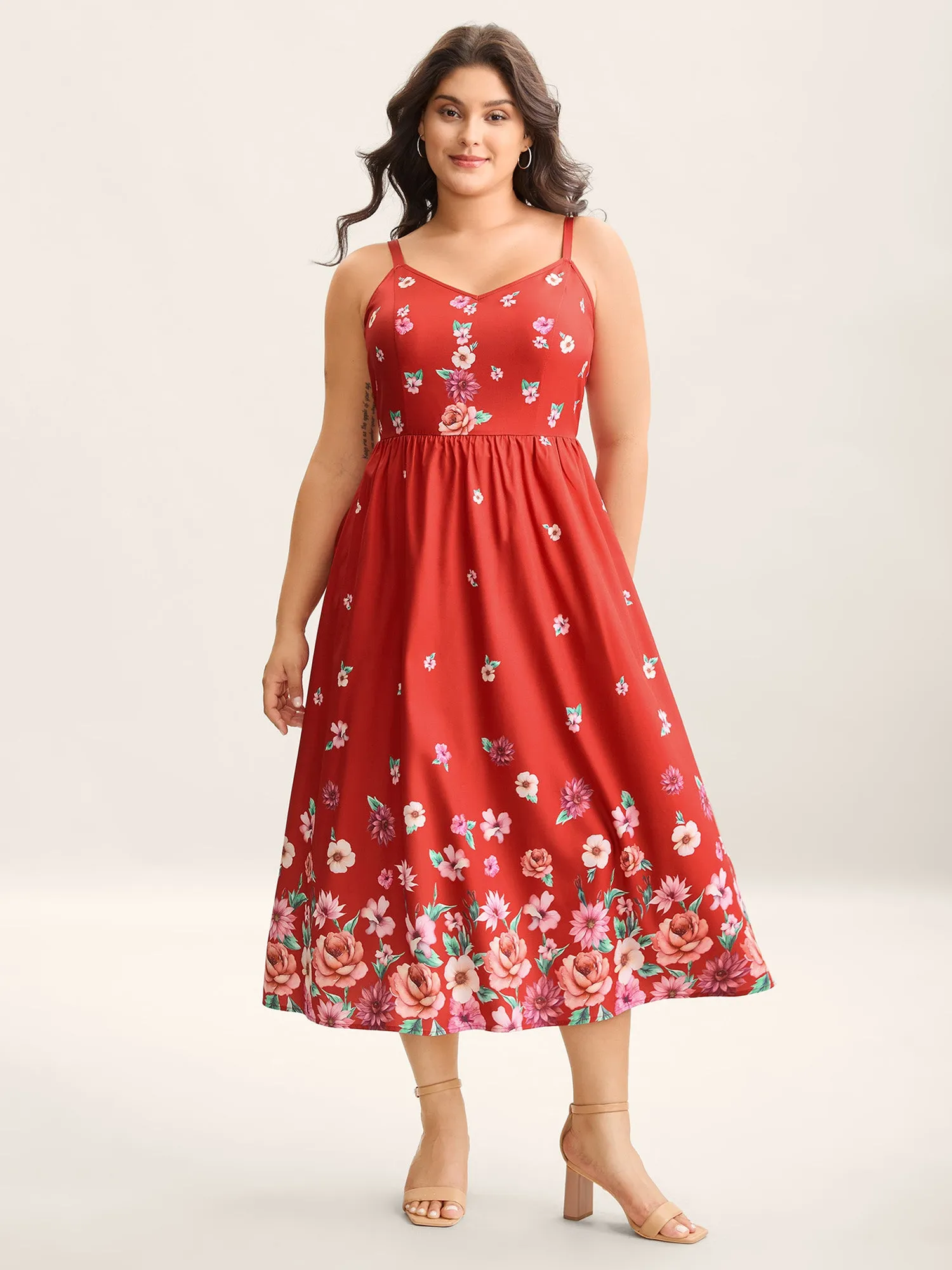 Blooming Flowers V Neck Pockets Dress sold by Bloomchic