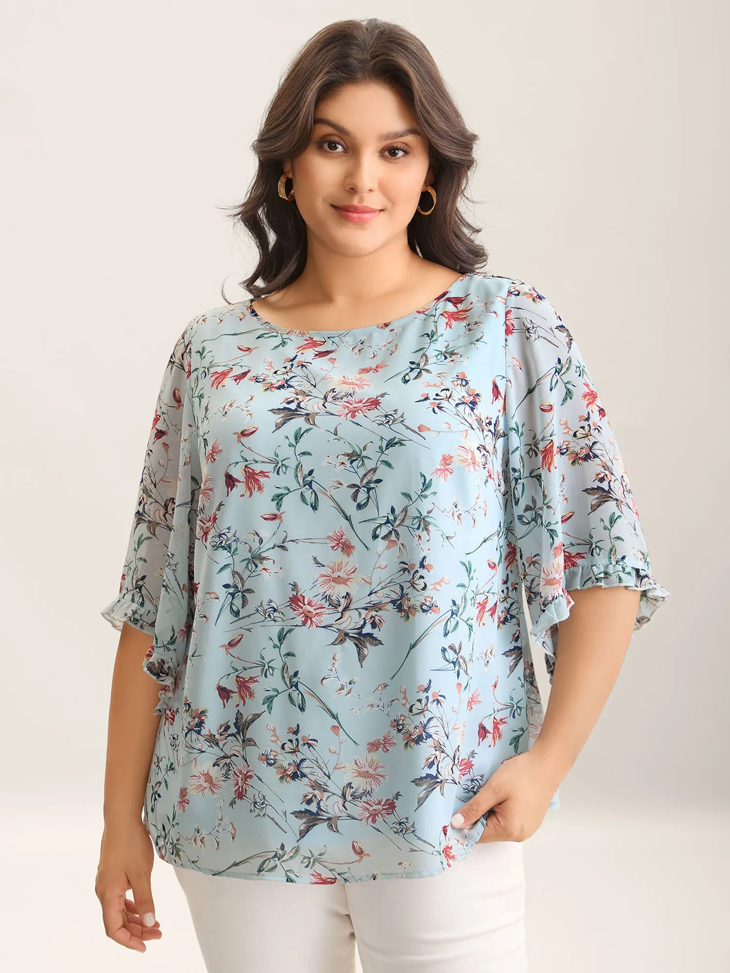 Chiffon Floral Print Flowy Blouse sold by Bloomchic