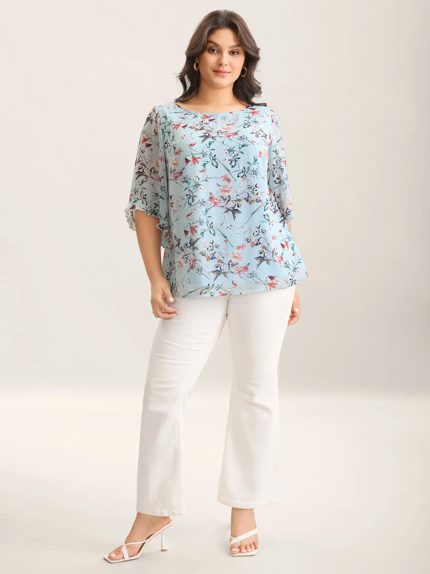 Chiffon Floral Print Flowy Blouse sold by Bloomchic product image thumbnail 3
