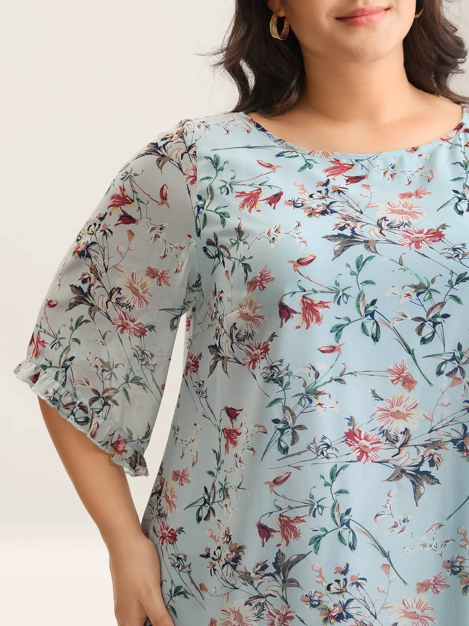 Chiffon Floral Print Flowy Blouse sold by Bloomchic product image thumbnail 4