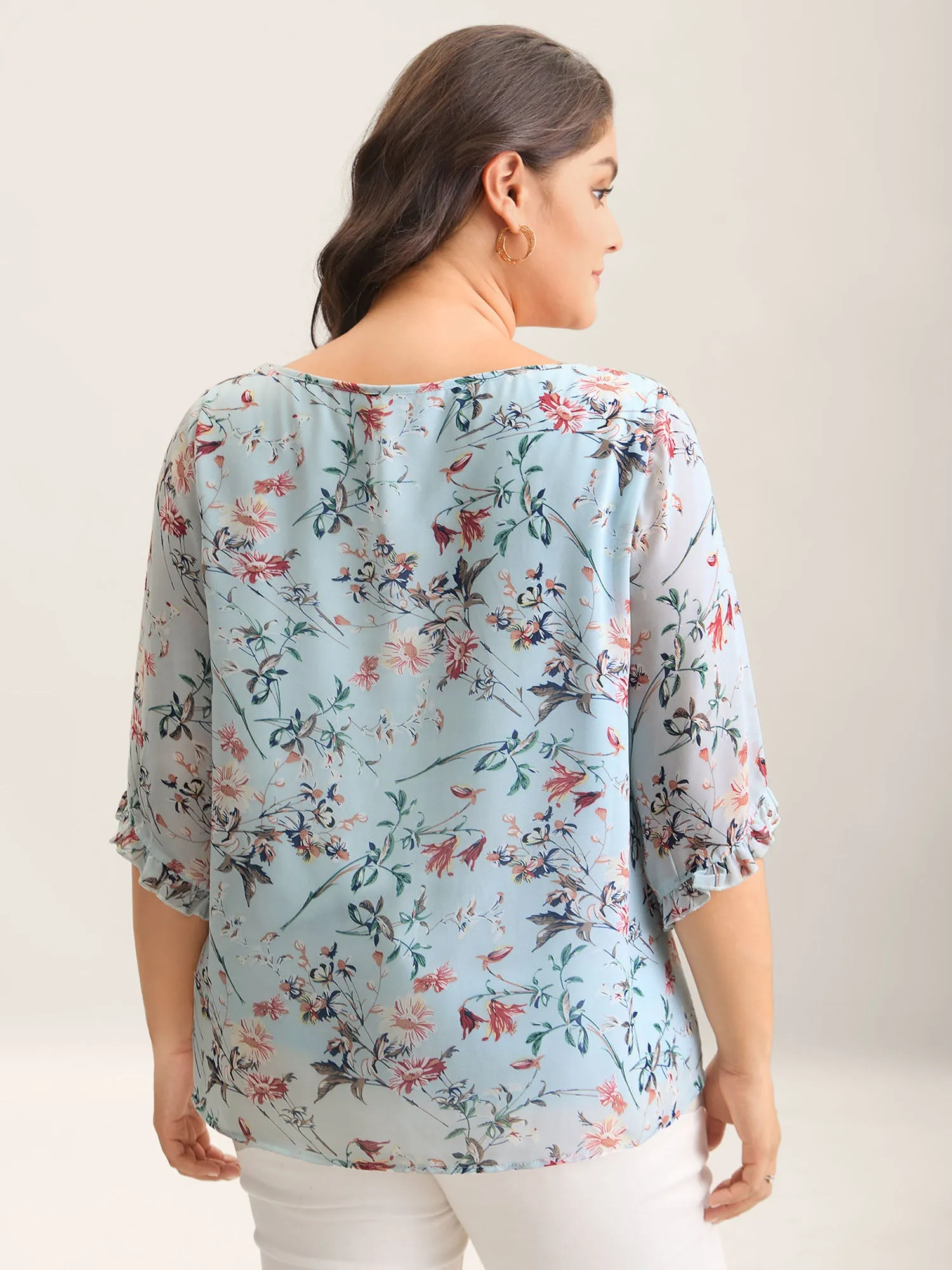 Chiffon Floral Print Flowy Blouse sold by Bloomchic product image thumbnail 2