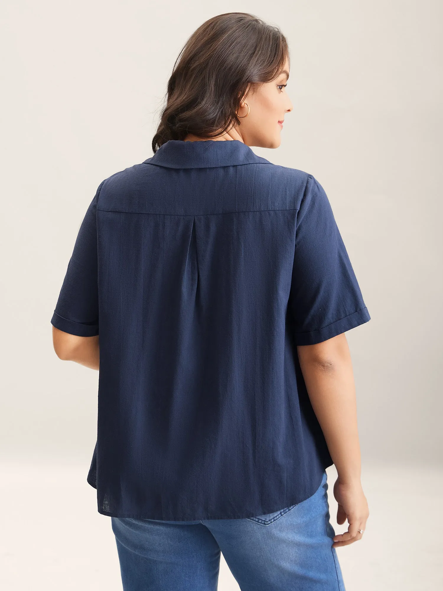 Cotton Collar Button Placket Blouse sold by Bloomchic product image thumbnail 4